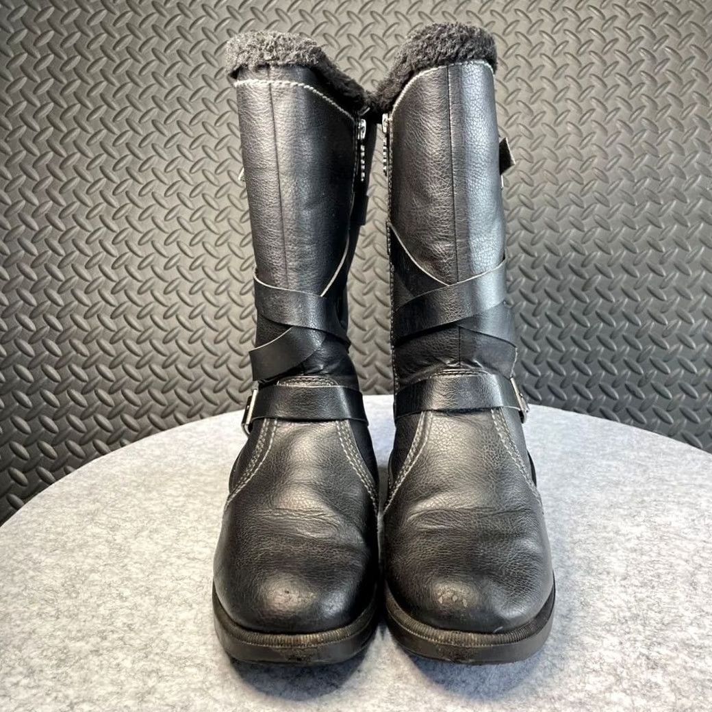 Vintage Totes Diedre Black Strap Buckle Women's Winter Leather Warm Boots Size 11 Size US 11 / IT 41 - 2 Thumbnail