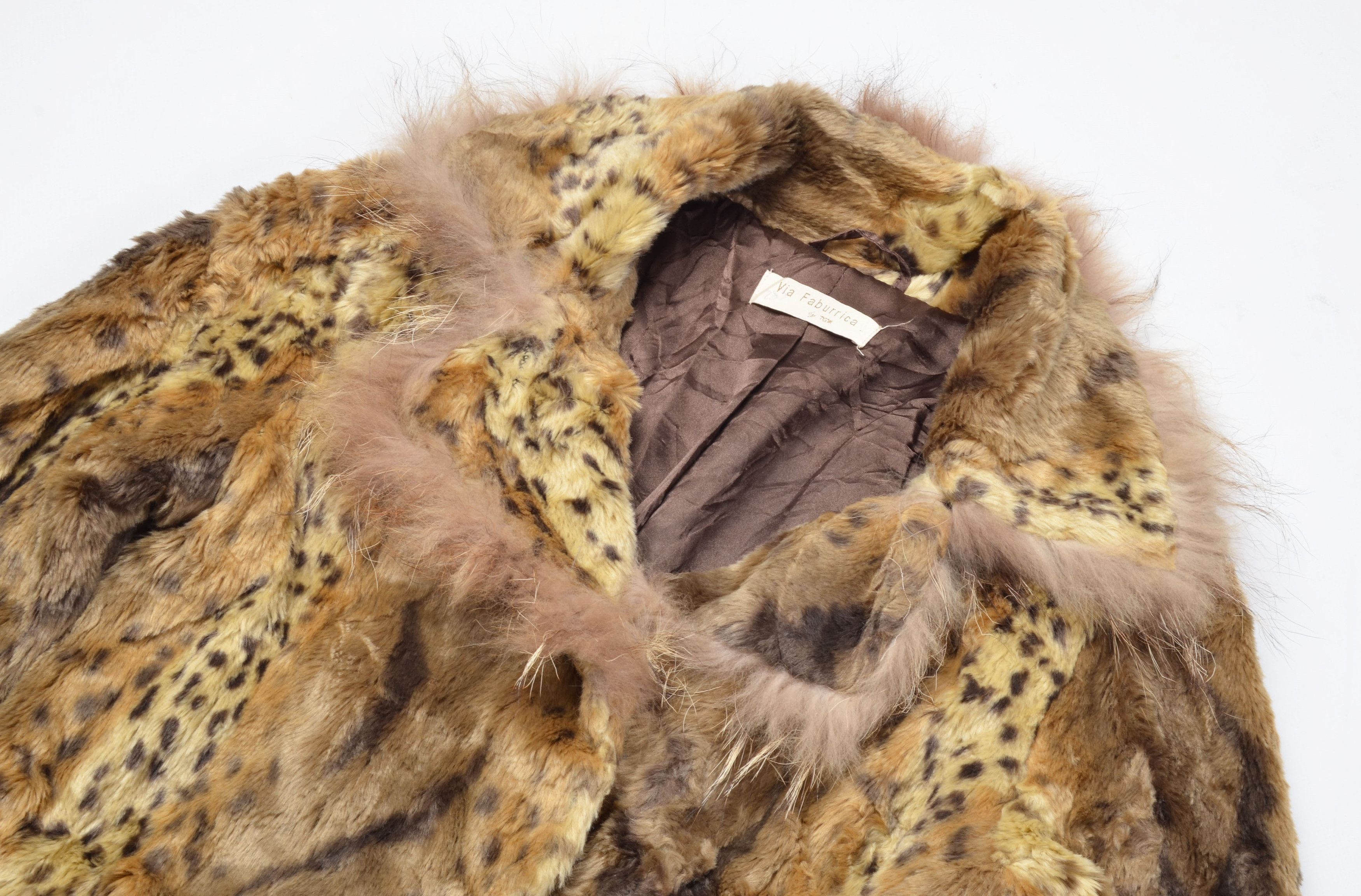 Japanese Brand × Vintage Via Faburrica Y2K Glam Leopard Faux Fur Mob Wife Coat Size M / US 6-8 / IT 42-44 - 5 Thumbnail