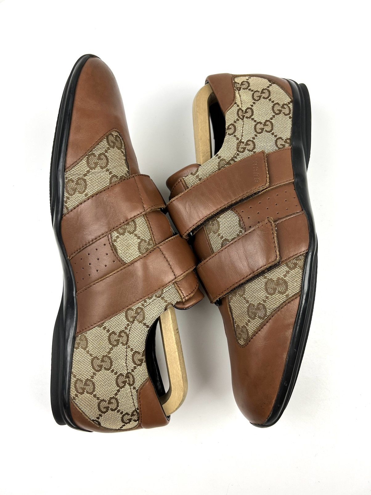 Gucci GUCCI Sneakers Leather Low Top Shoes Straps GG Monogram Men Size US 8 / EU 41 - 17 Thumbnail