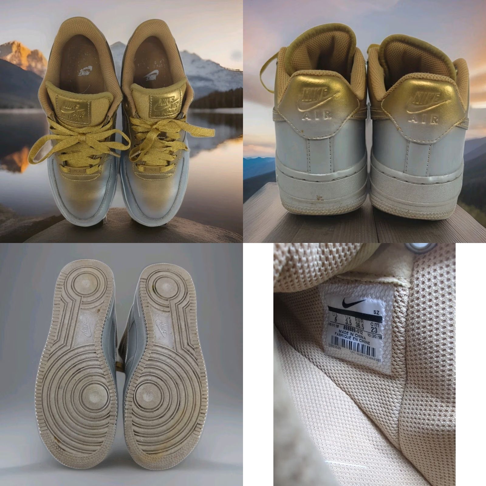 Nike Nike Women Air Force 1 Low Lux Metallic Gold Silver Platinum Gradiant Sneaker 6 36.5 Size US 6 / IT 36 - 8 Thumbnail
