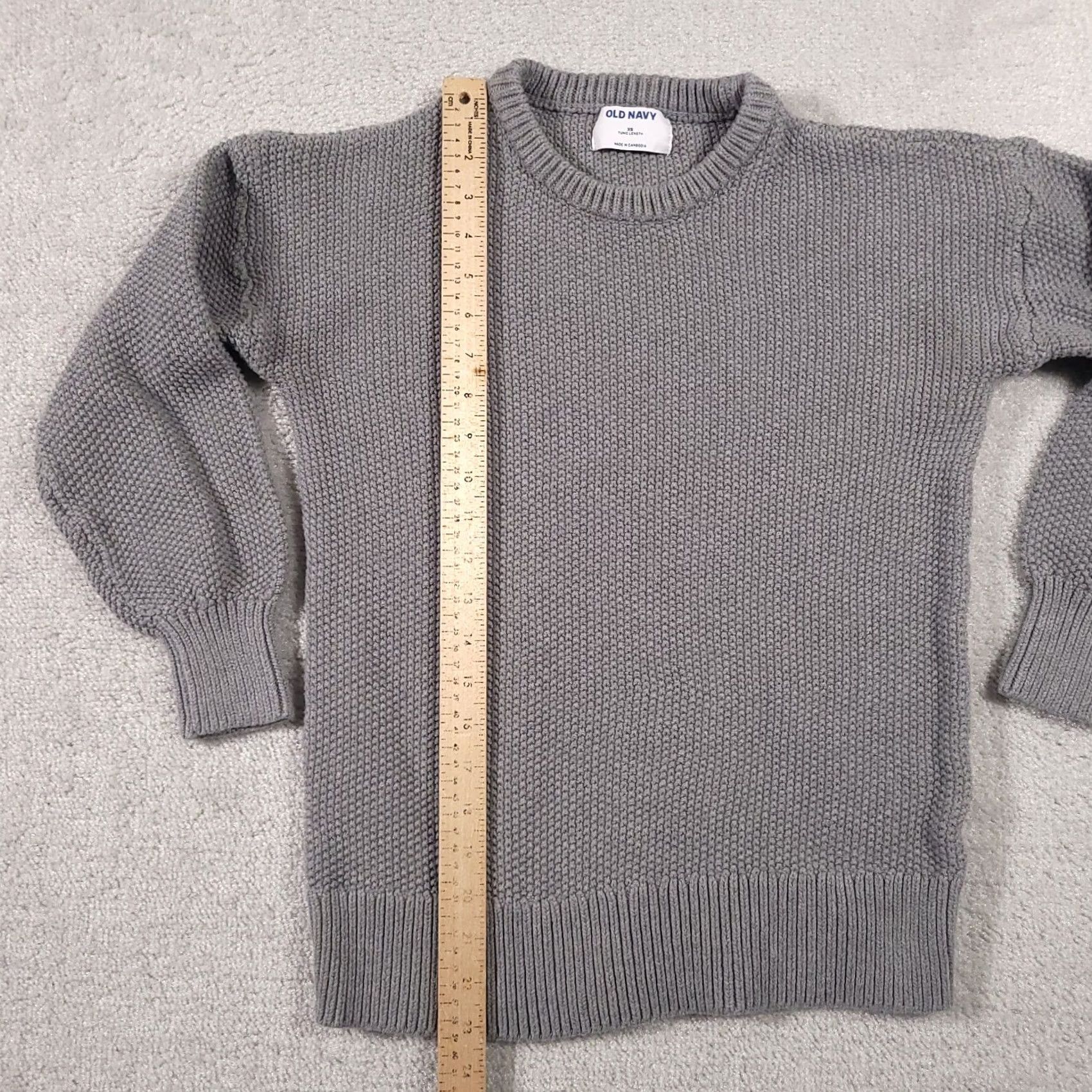 Old Navy Old Navy Tunic Sweater Women XS Gray Long Sleeve Crewneck Chunky Knit Size XS / US 0-2 / IT 36-38 - 7 Thumbnail