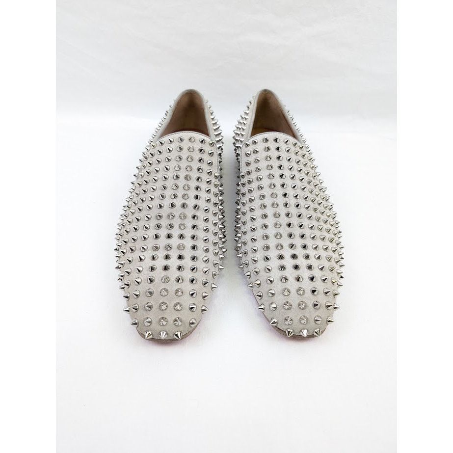 Christian Louboutin o1rshd1 Crosta Dandelion Spikes Flat Shoes in Goose/Silver Size US 12 / EU 45 - 17 Thumbnail