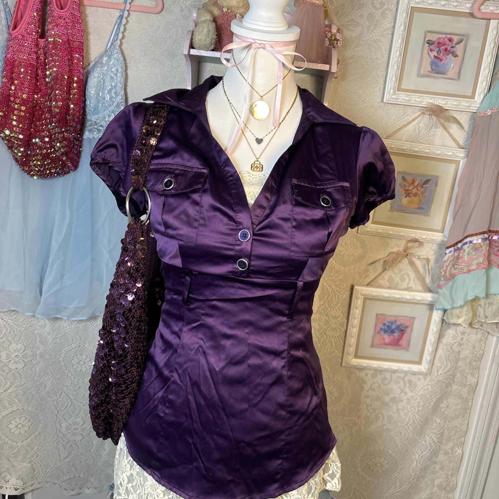 Other y2k purple office siren fitted blouse Size M / US 6-8 / IT 42-44 - 3 Thumbnail