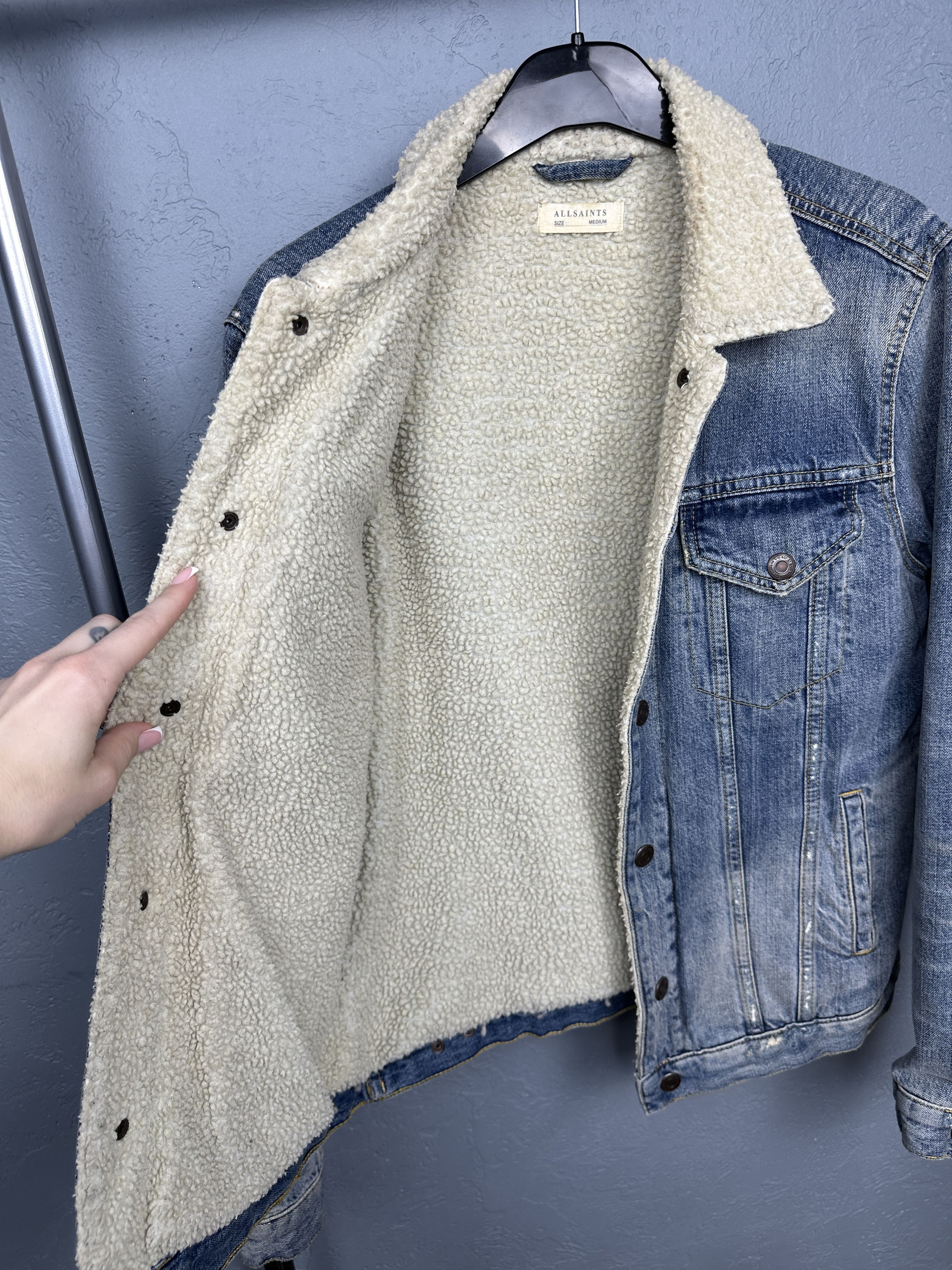 Allsaints Allsaints Ikano Mens Denim Sherpa Jacket Size US M / EU 48-50 / 2 - 6 Thumbnail