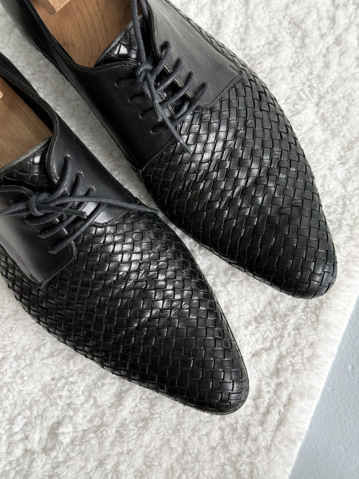 Dolce & Gabbana Dolce & Gabbana Intrecciato Woven Leather Derby Shoes Black Size US 10 / EU 43 - 7 Thumbnail