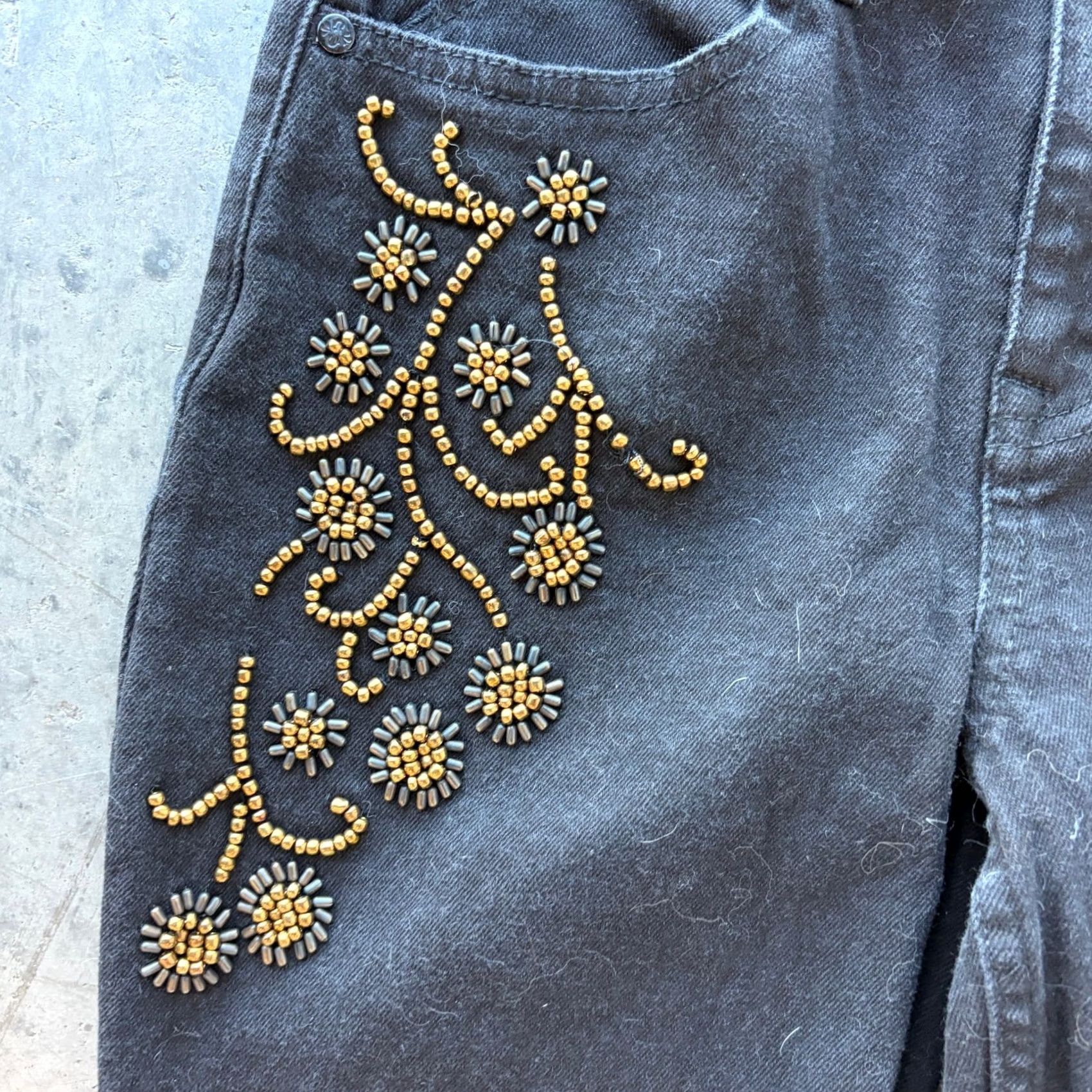 Vintage VINTAGE Y2k Western Cowgirl Wide Leg Flare Beaded Embellished Black Jeans 26 Women Blue Regular Ankle Jeans Mens Womens Girls Size 26" / US 2 / IT 38 - 3 Thumbnail