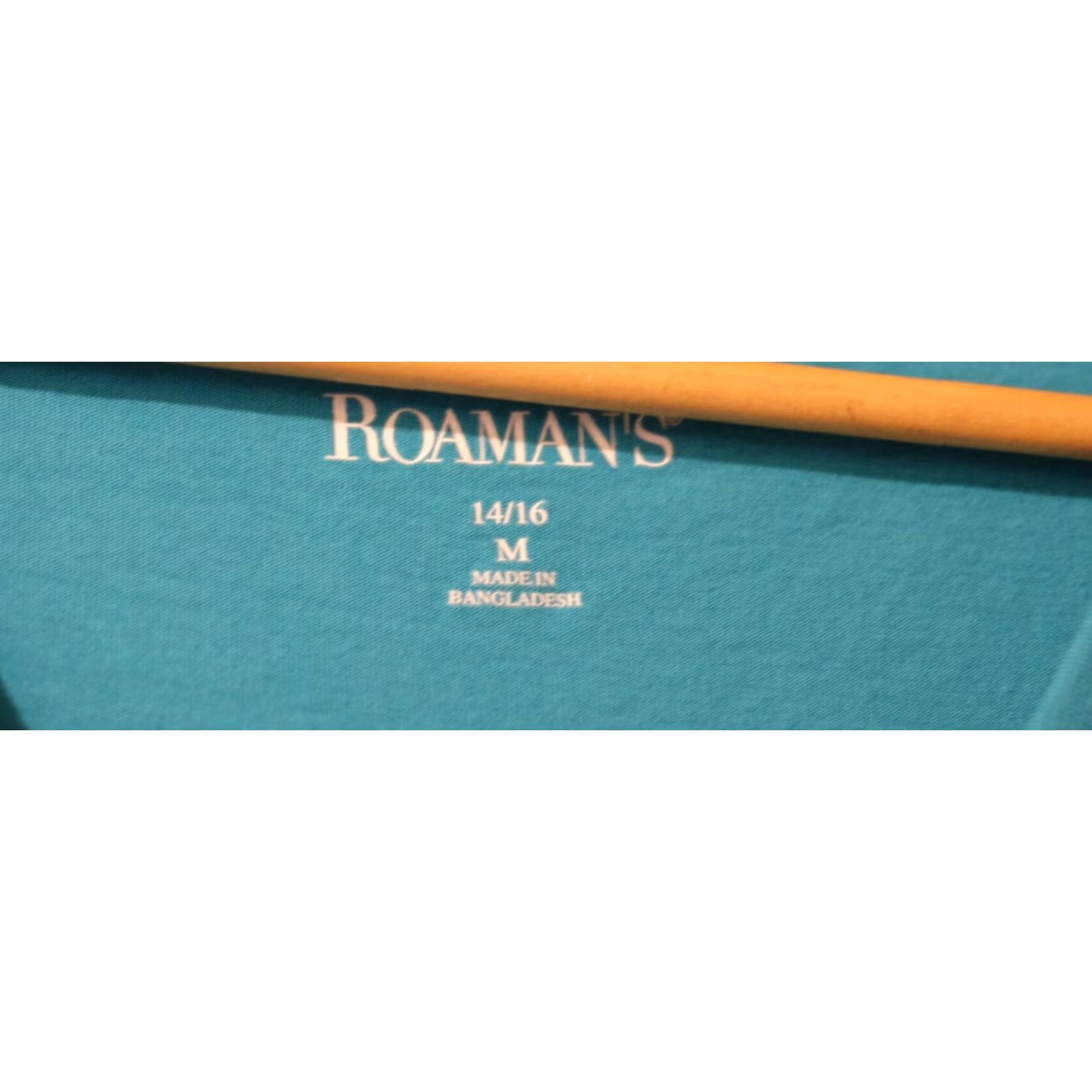 Vintage Roaman's Teal Short Sleeve V-Neck Button Accent Cotton Womens M 14/16 #A6-16 Size 32" / US 10 / IT 46 - 5 Thumbnail