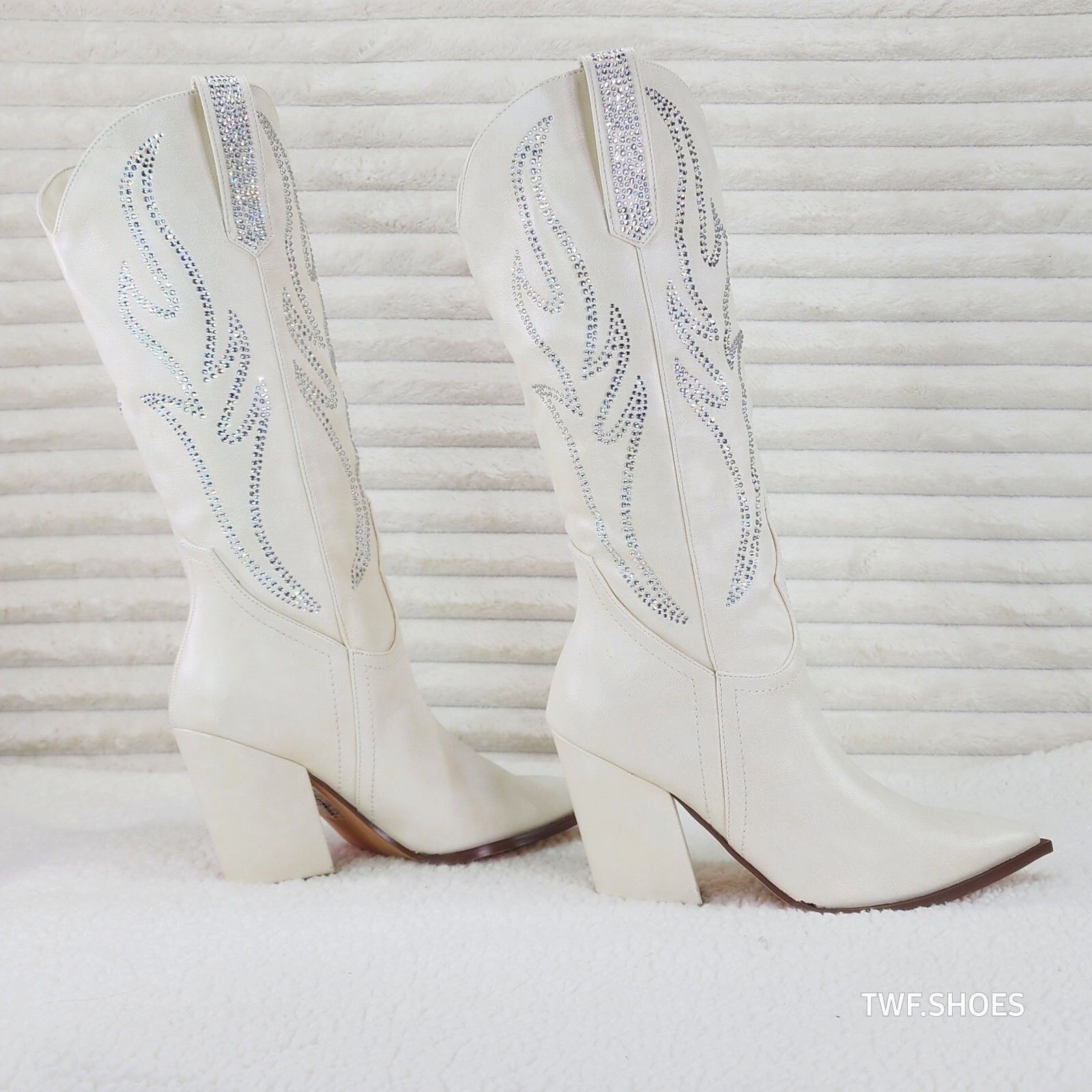 Other So Me Mileage Cream Ivory Rhinestone Design Western Cowgirl Size US 6.5 / IT 36.5 - 7 Thumbnail