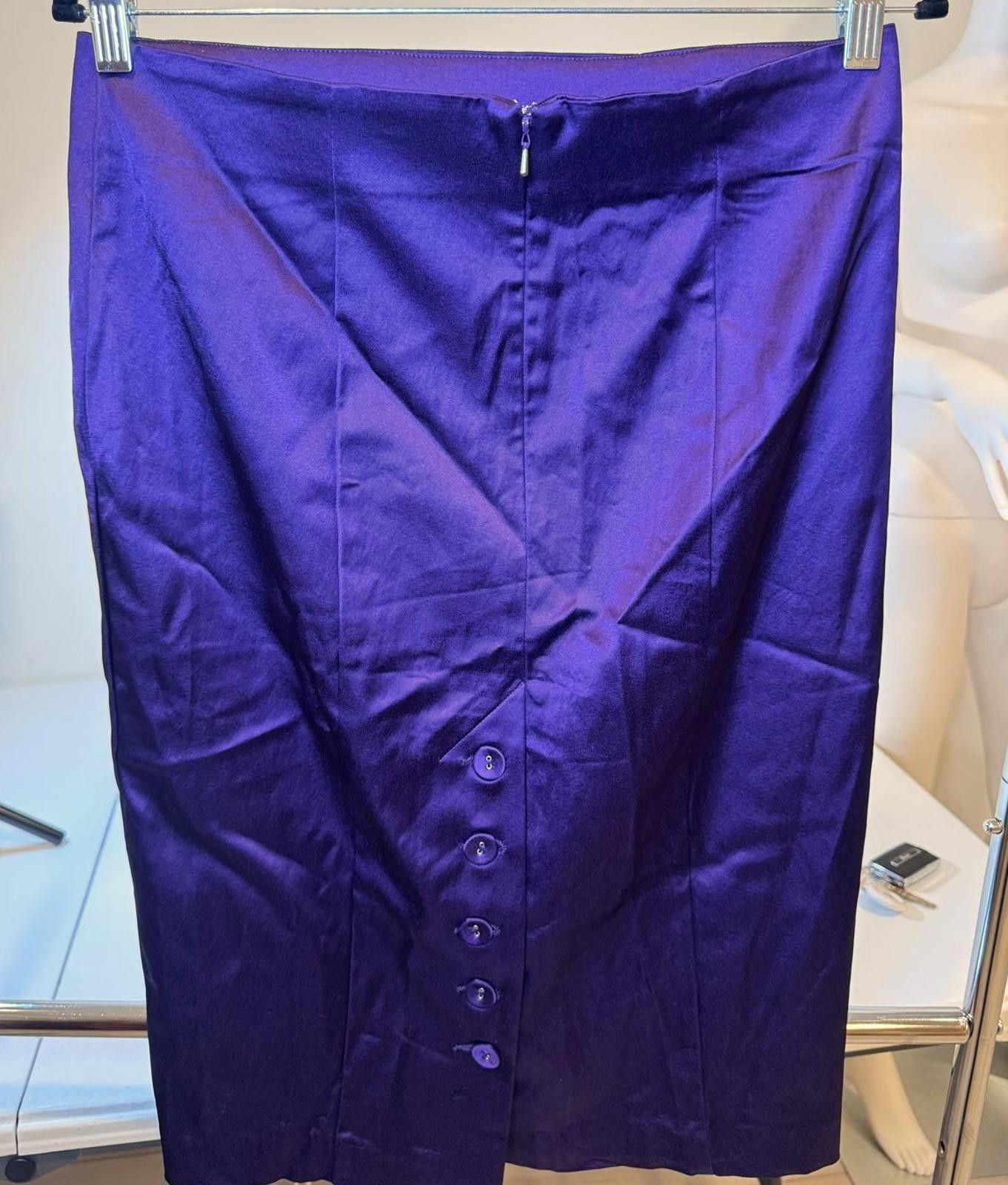 United Colors Of Benetton Bebe Purple High Waist Button Back Pencil Skirt - Size 10 Size 32" / US 10 / IT 46 - 2 Thumbnail