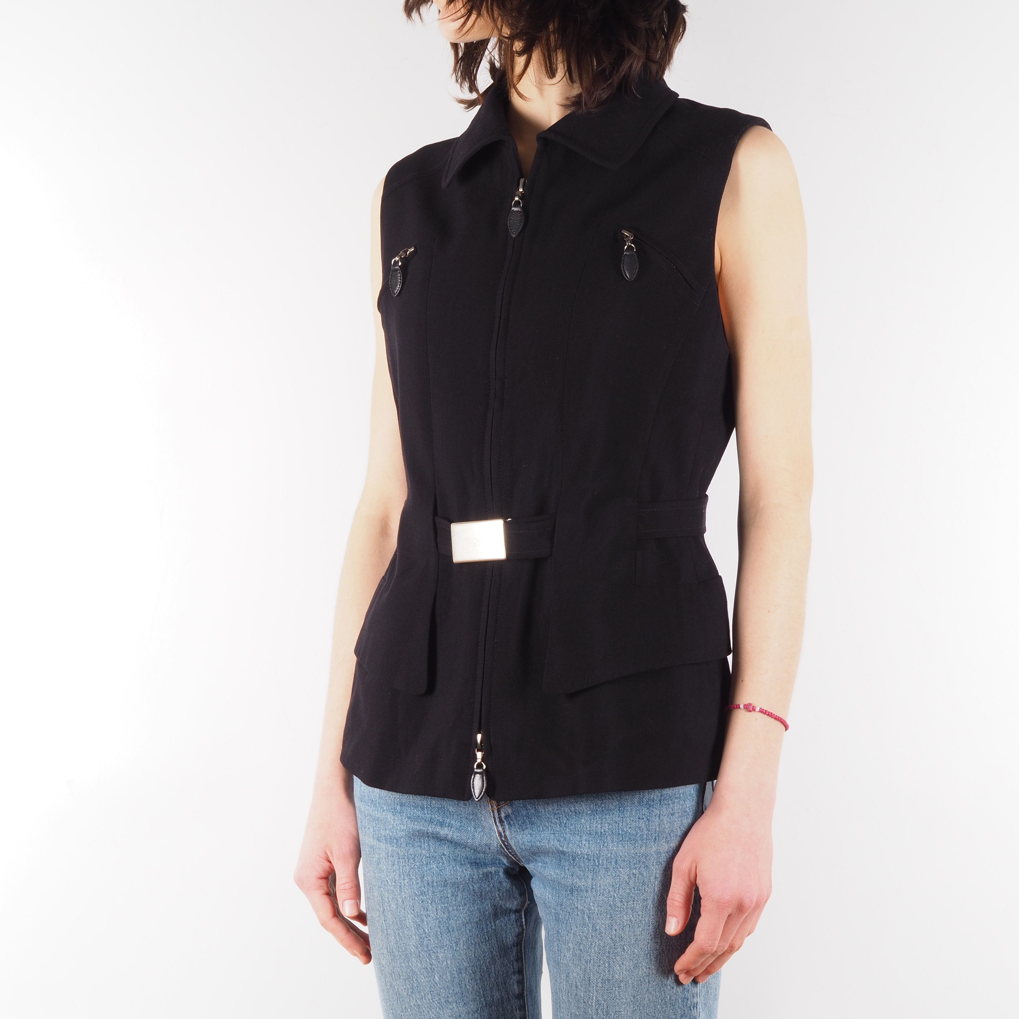 Escada × Vintage Escada by Margaretha Ley Vintage Black Belted Vest Jacket Size ONE SIZE - 5 Thumbnail