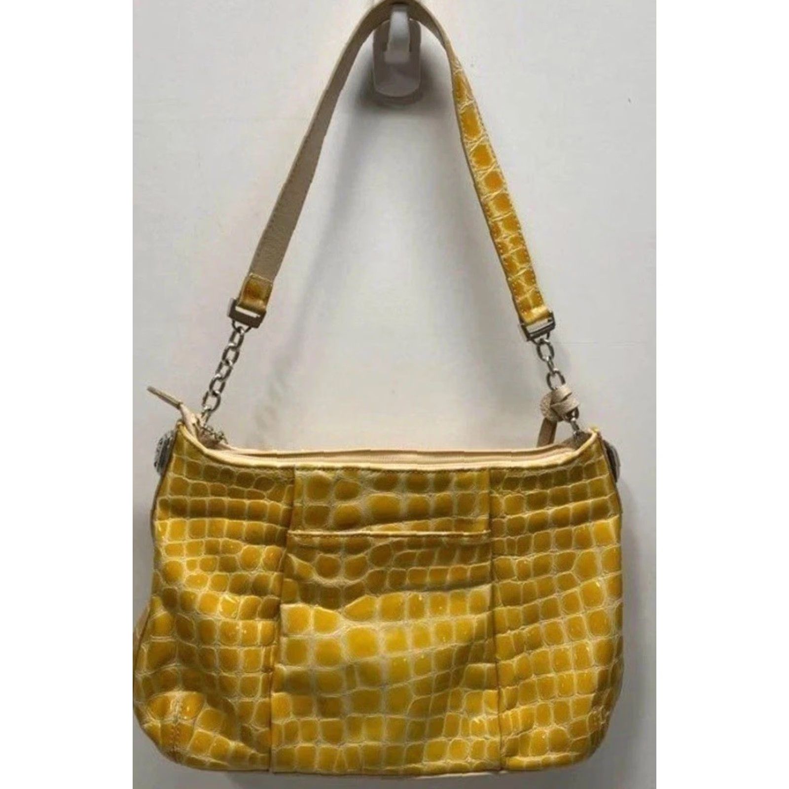 Brighton Brighton Shoulder Bag D919810 Crocodile Embossed Leather Yellow Beige Adjustable Strap Womens Medium Color Yellow Occasion Casual Size ONE SIZE - 2 Thumbnail