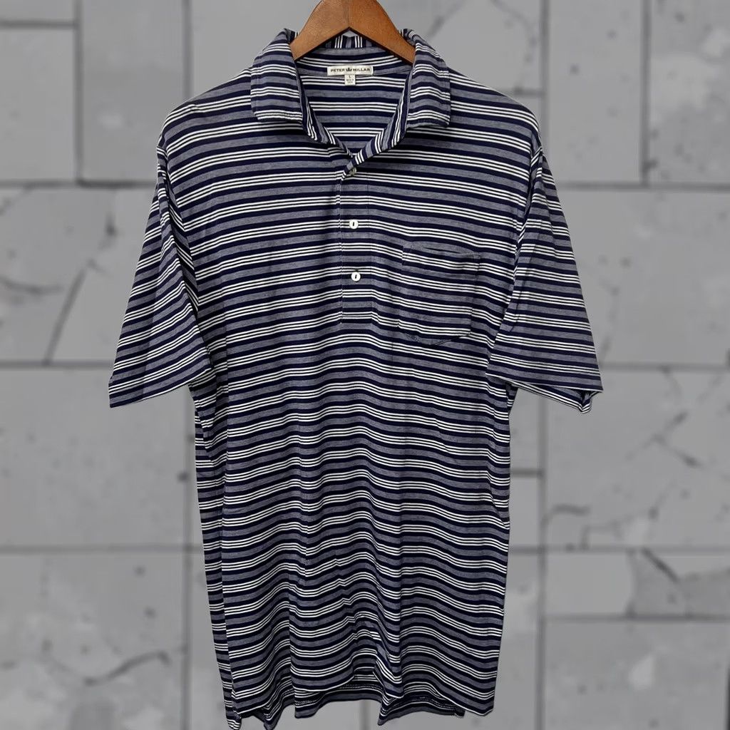 Peter Millar VINTAGE Peter Millar Blue Striped Polo Shirt Mens Size L Size US L / EU 52-54 / 3 - 1 Thumbnail