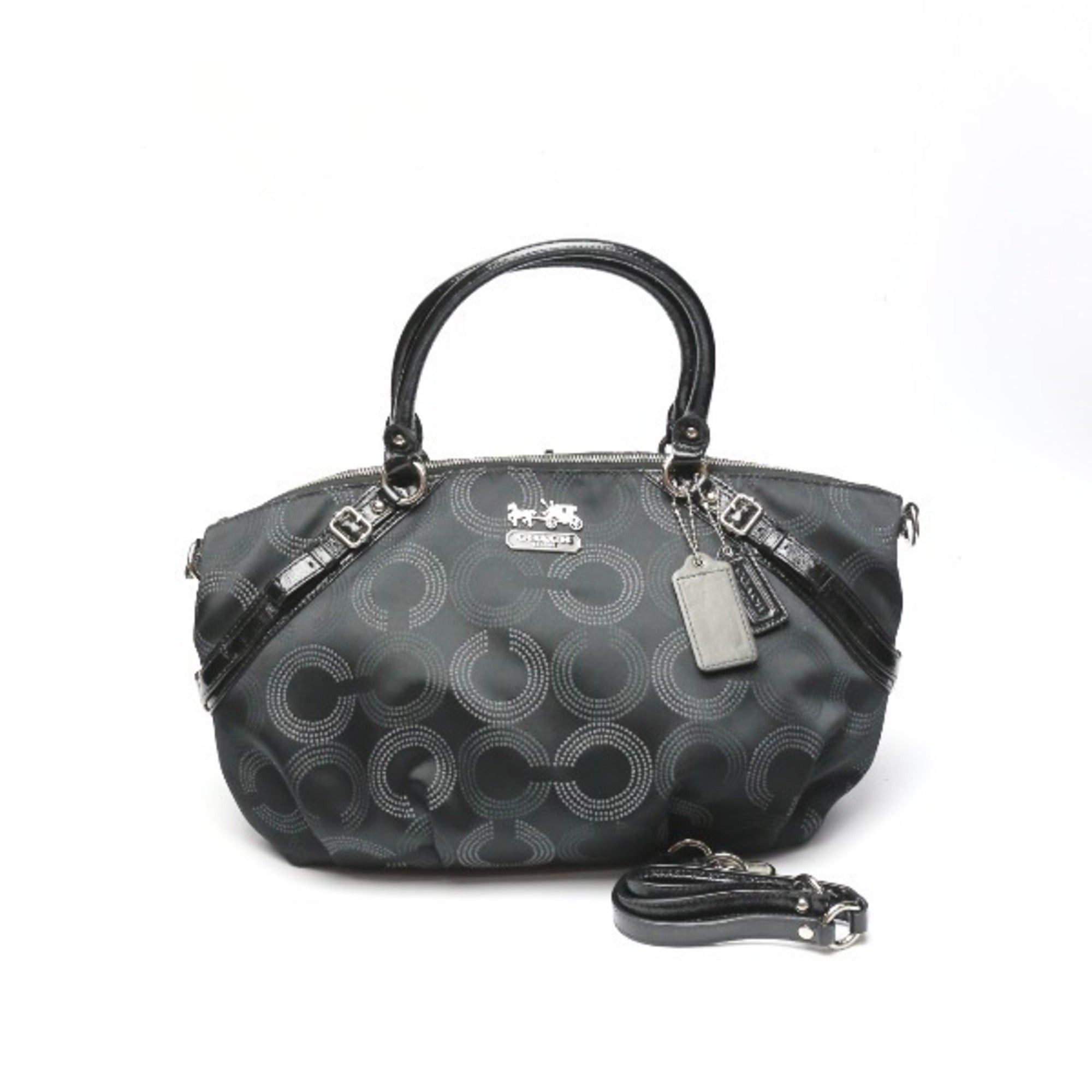 image of Coach Madison Dotted Op Art Sophia Canvas 2Way 16260 Black Shoulder Bag, Women's