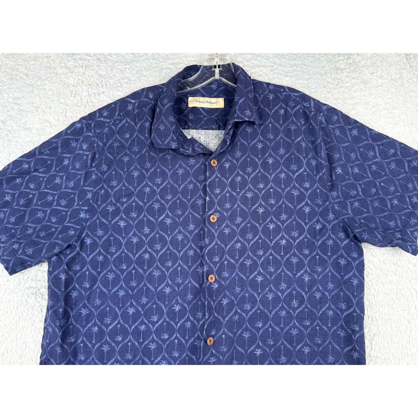 Tommy Bahama Tommy Bahama Shirt Men Large Blue Palm Tree 100% Silk Button Up Hawaiian Vintage: No Size US L / EU 52-54 / 3 - 4 Thumbnail