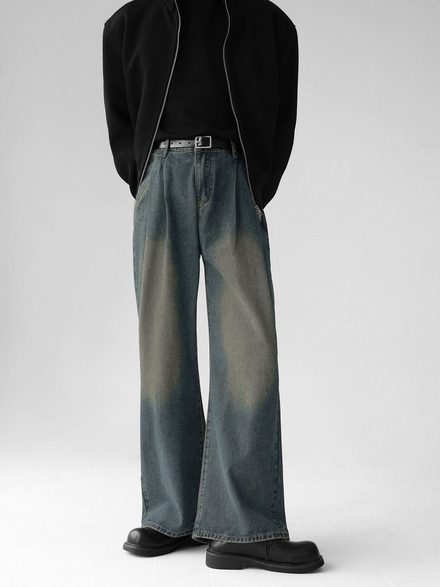 Japanese Brand Japanese retro men's wide-leg washed straight loose jeans Size US 32 / EU 48 - 1 Thumbnail