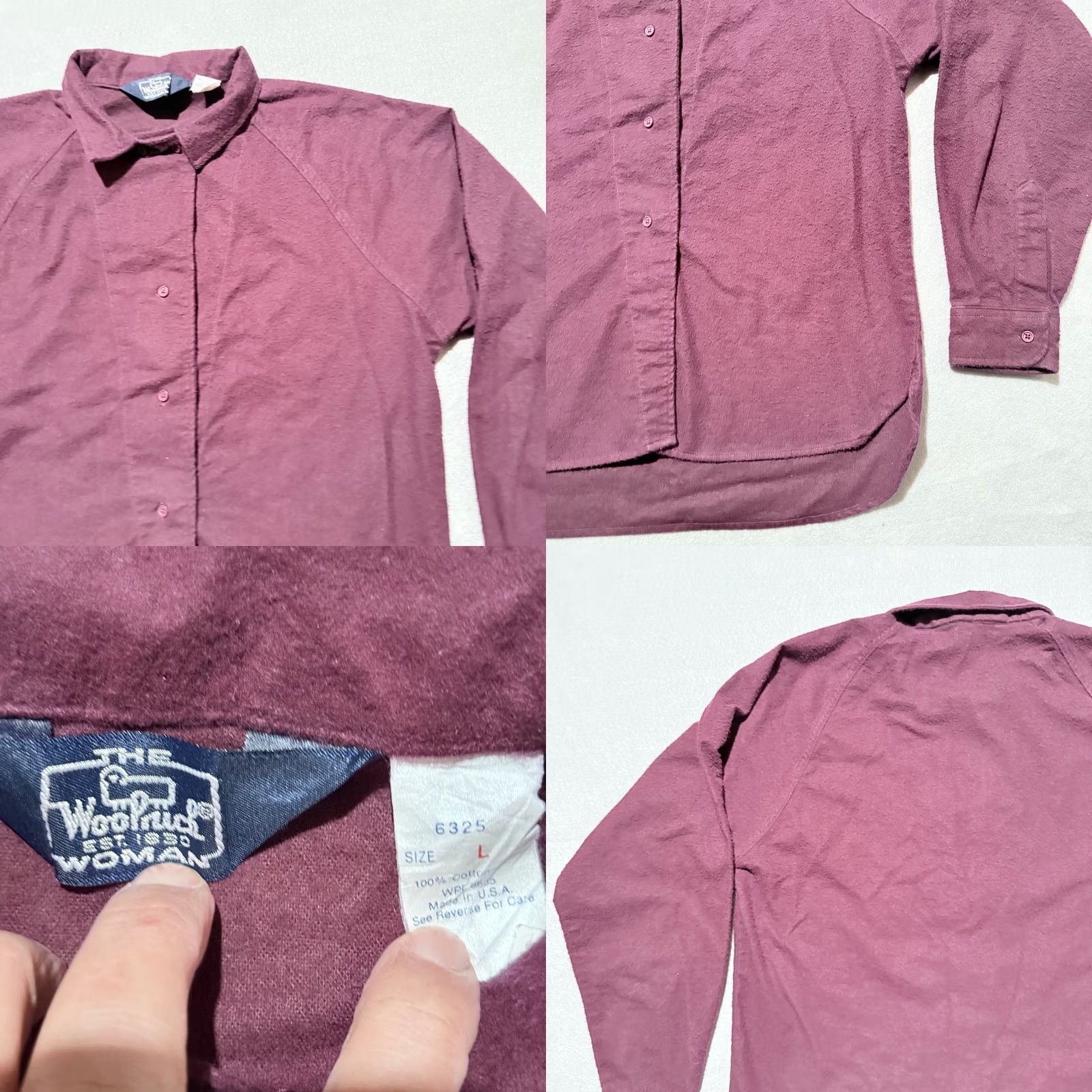 Vintage VINTAGE Woolrich Shirt Women Burgundy USA Made Hidden Button Placket Top - Large Size L / US 10 / IT 46 - 8 Thumbnail