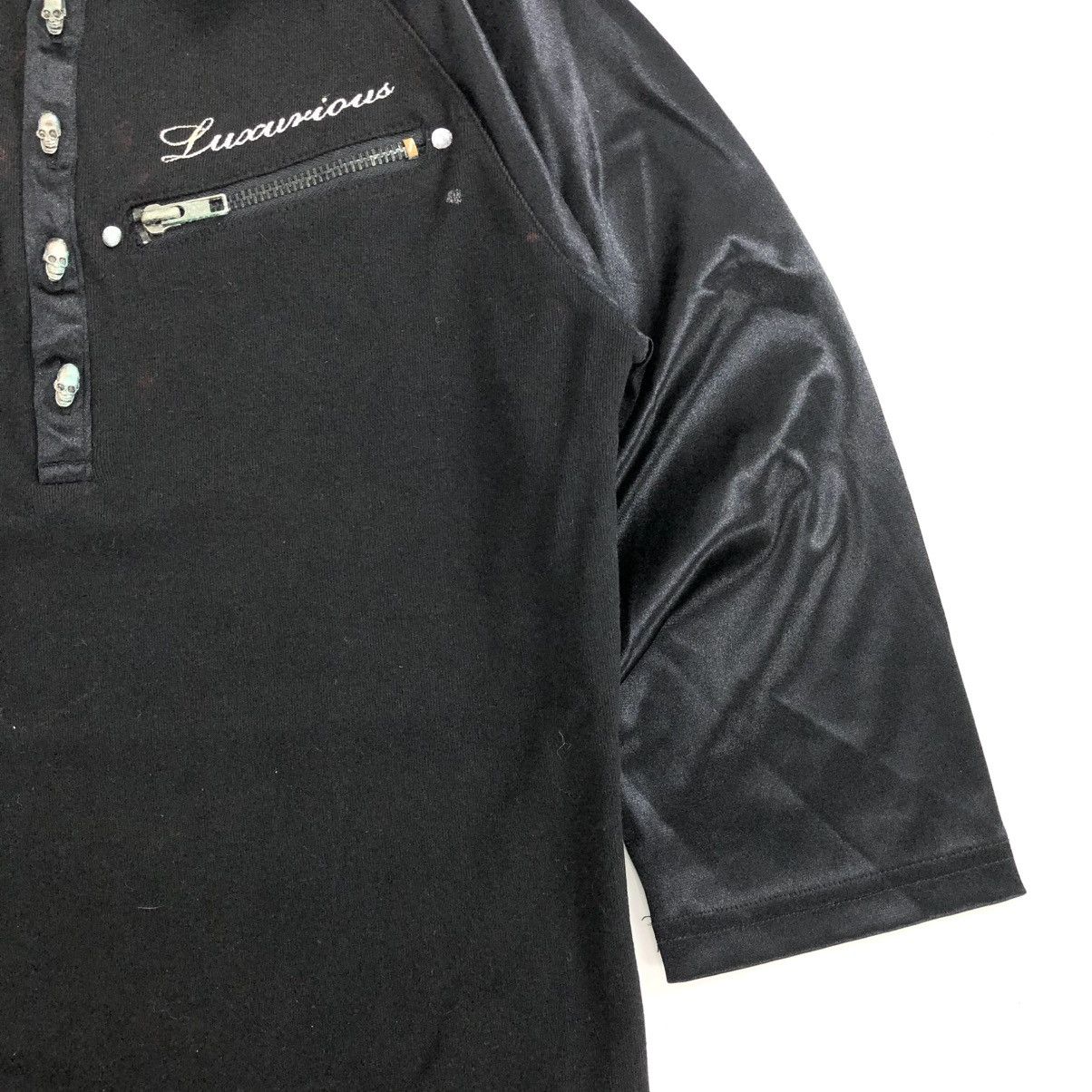 If Six Was Nine × Japanese Brand × Le Grande Bleu (L.G.B.) Xfrm Skulls Jesus Poem Half Lgb Goa Style Button Polo Shirt Size S / US 4 / IT 40 - 10 Thumbnail