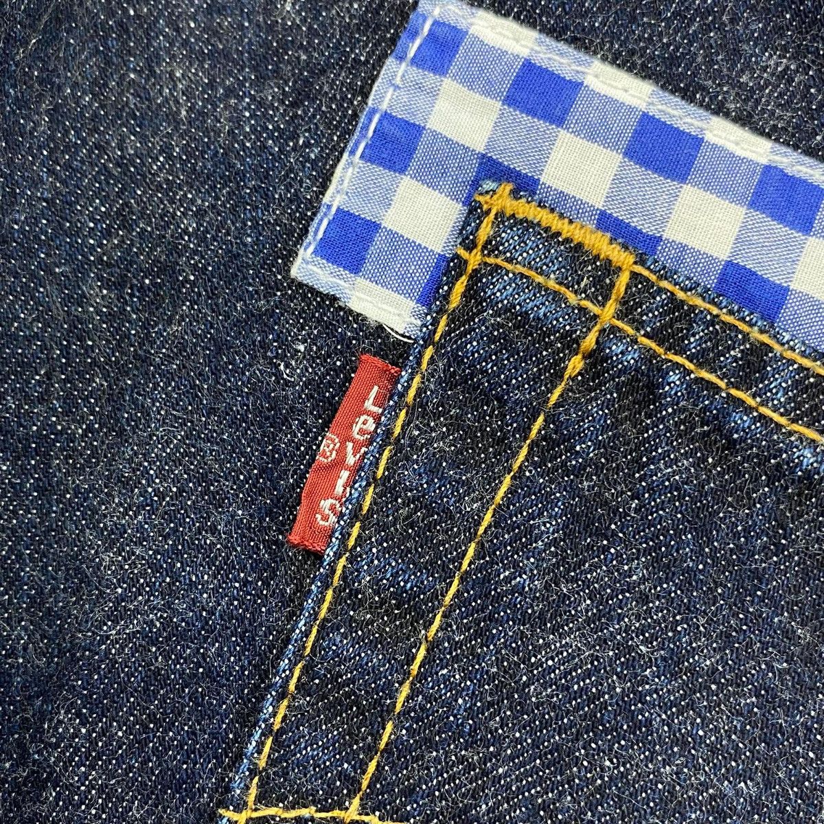 Junya Watanabe × Levi's 505 SS2009 Gingham Patchwork Denim Indigo Pants Size US 30 / EU 46 - 11 Thumbnail