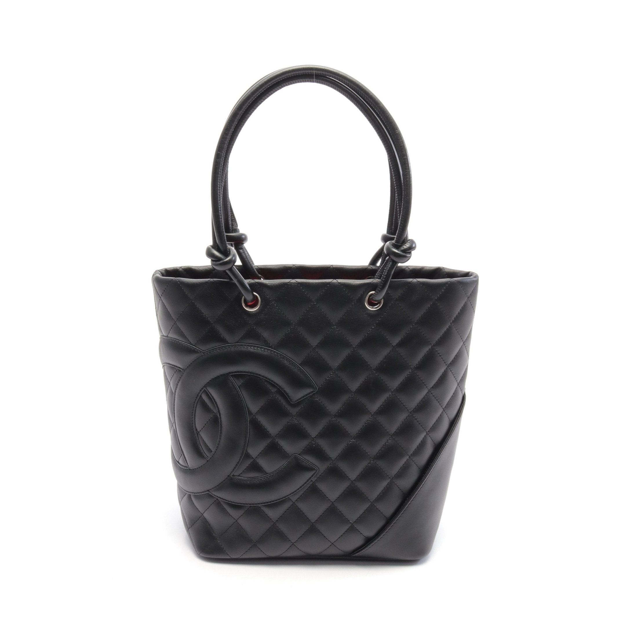 Chanel Chanel Cambon Line Small Handbag Tote Bag Leather Black Silver Hardware Size ONE SIZE - 1 Thumbnail