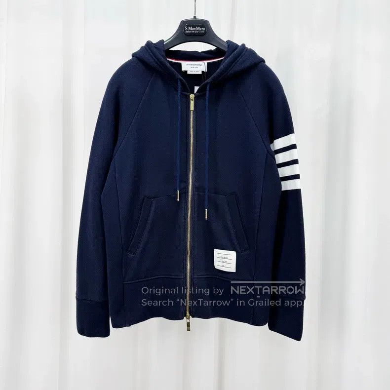 Thom Browne Thom Browne Navy Blue Knit Zip-Up Jacket Size US M / EU 48-50 / 2 - 1 Thumbnail