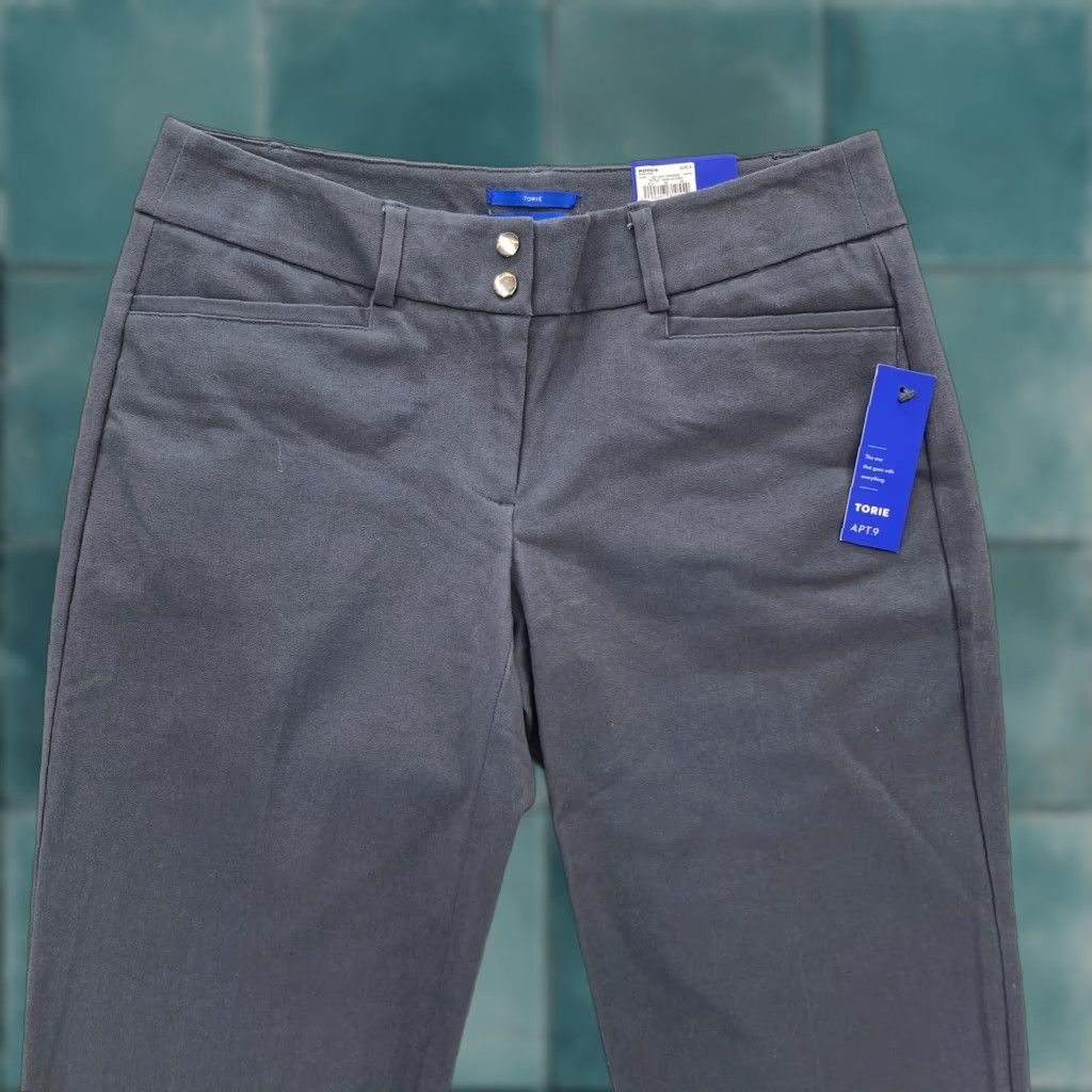 Apt. 9 Apt. 9 Torie Ankle Pants Women's 8 Gray Stretch Mid Rise Straight Casual Comfort Pants Size 30" / US 8 / IT 44 - 1 Thumbnail