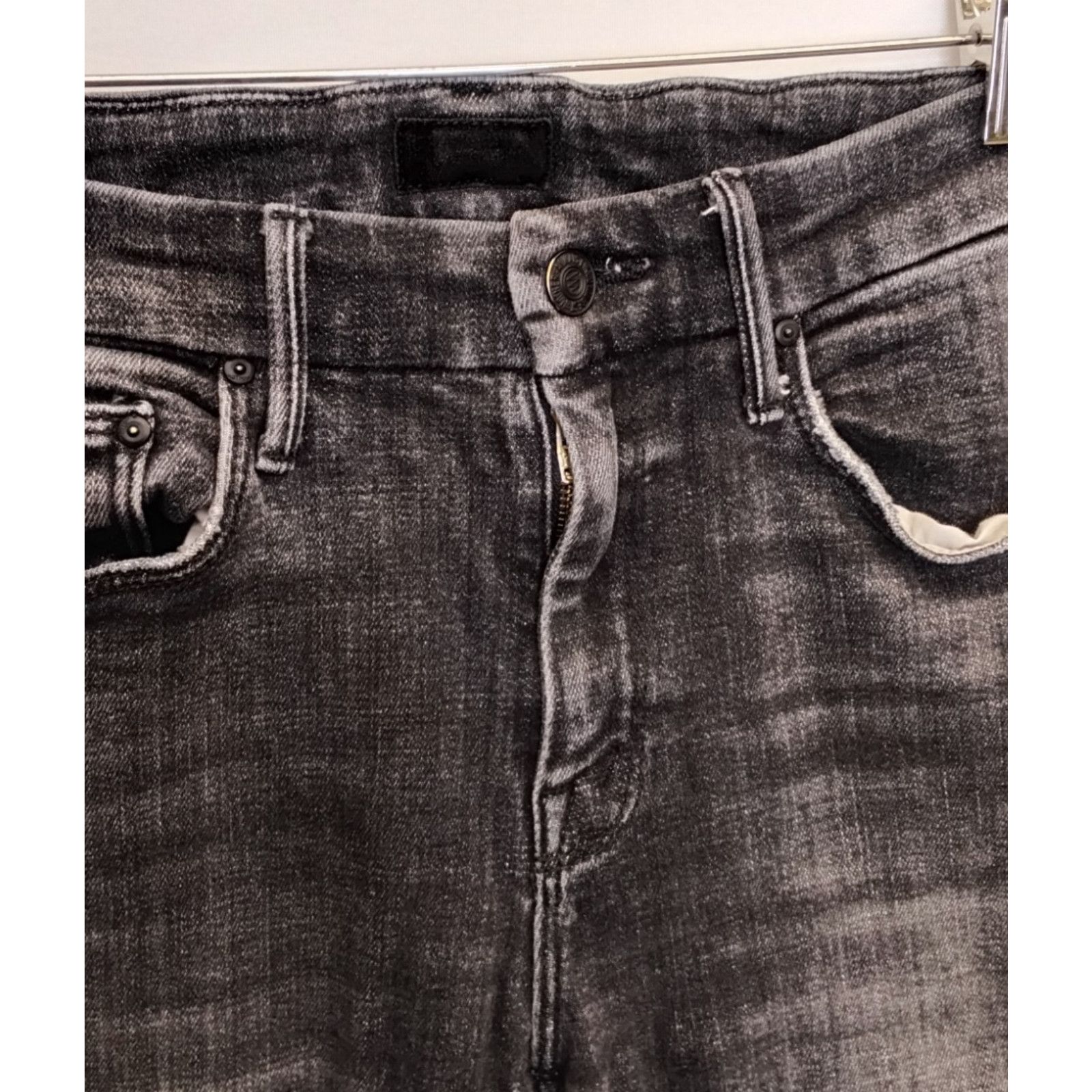 MOTHER Mother The Looker Ankle Fray Jeans Women's 25x27 Black Wash Size 25" / US 0 / IT 36 - 4 Thumbnail