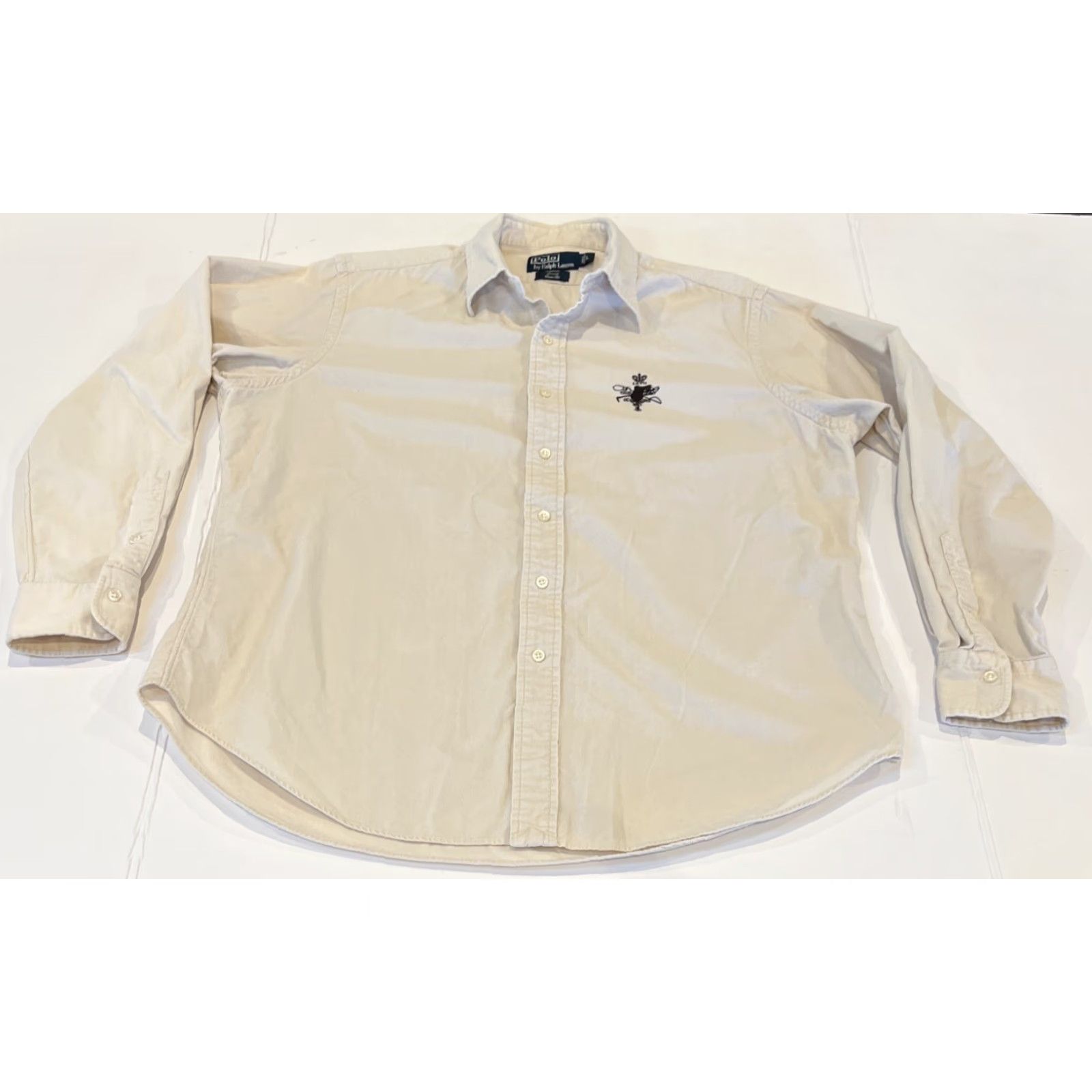 Polo Ralph Lauren VINTAGE Polo Ralph Lauren Shirt Men’s L Ivory Corduroy Equestrian Lowell Classic Fit Size US L / EU 52-54 / 3 - 2 Thumbnail