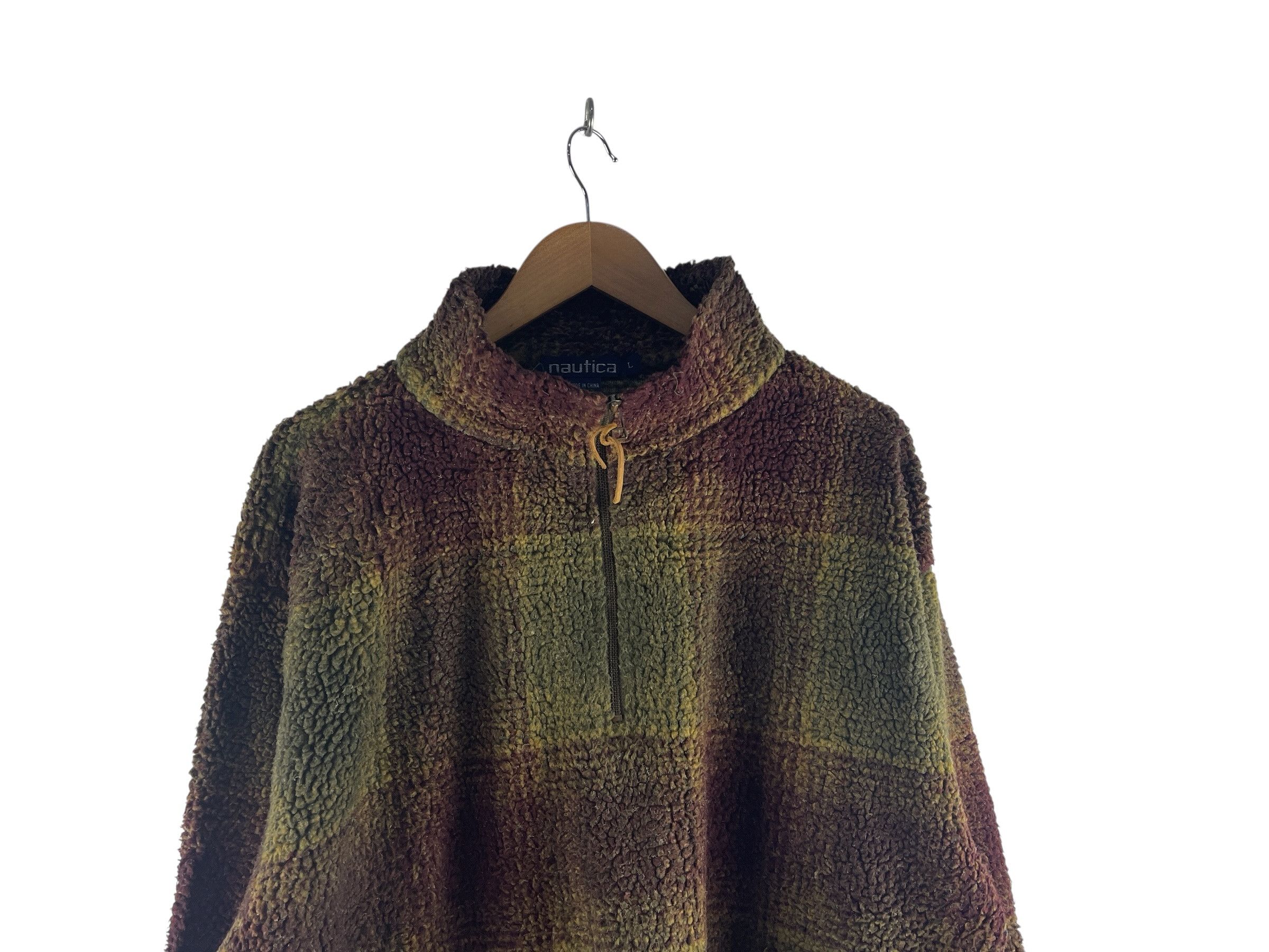 Nautica Nautica Plaid Sherpa Quarter Zip Fleece Pullover Jacket Size US L / EU 52-54 / 3 - 7 Thumbnail