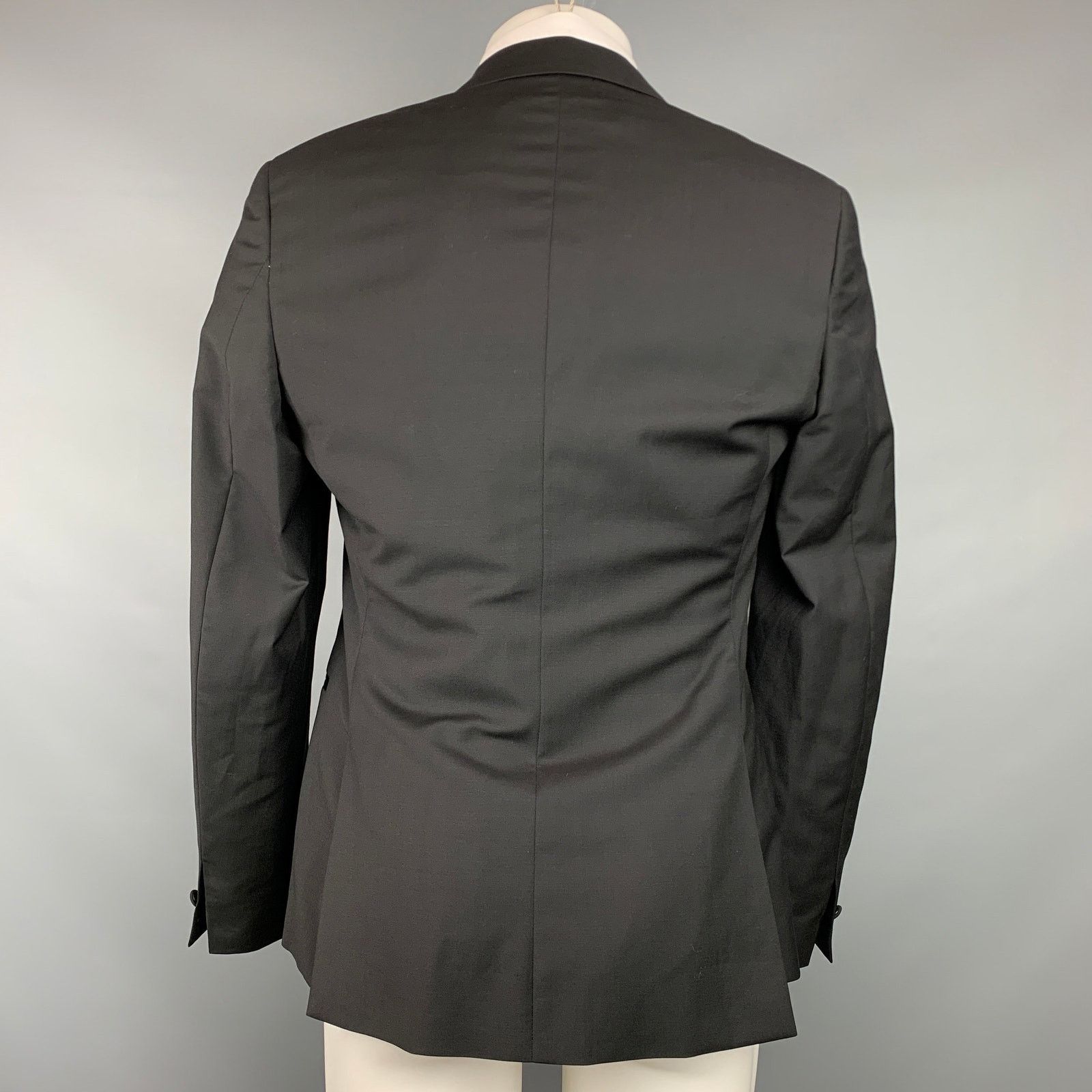 John Varvatos Size 38 Black Wool Mohair Peak Lapel Sport Coat Size 38R - 3 Thumbnail