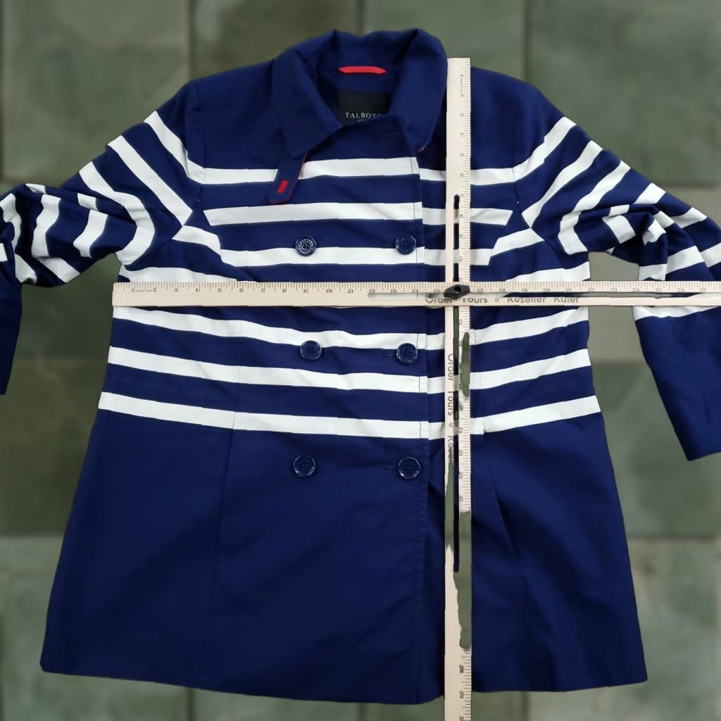 Talbots Talbots Womens Jacket 1X Blue White Striped Nautical Mid-Length Lined Button Size XL / US 12-14 / IT 48-50 - 1 Thumbnail