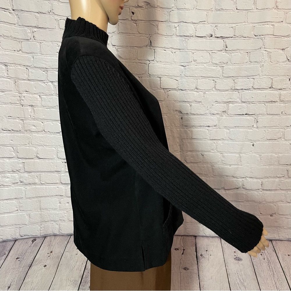 Talbots Vintage Talbots Black Faux Suede Wool Knit Sleeve Sweater S Size XL / US 12-14 / IT 48-50 - 3 Thumbnail