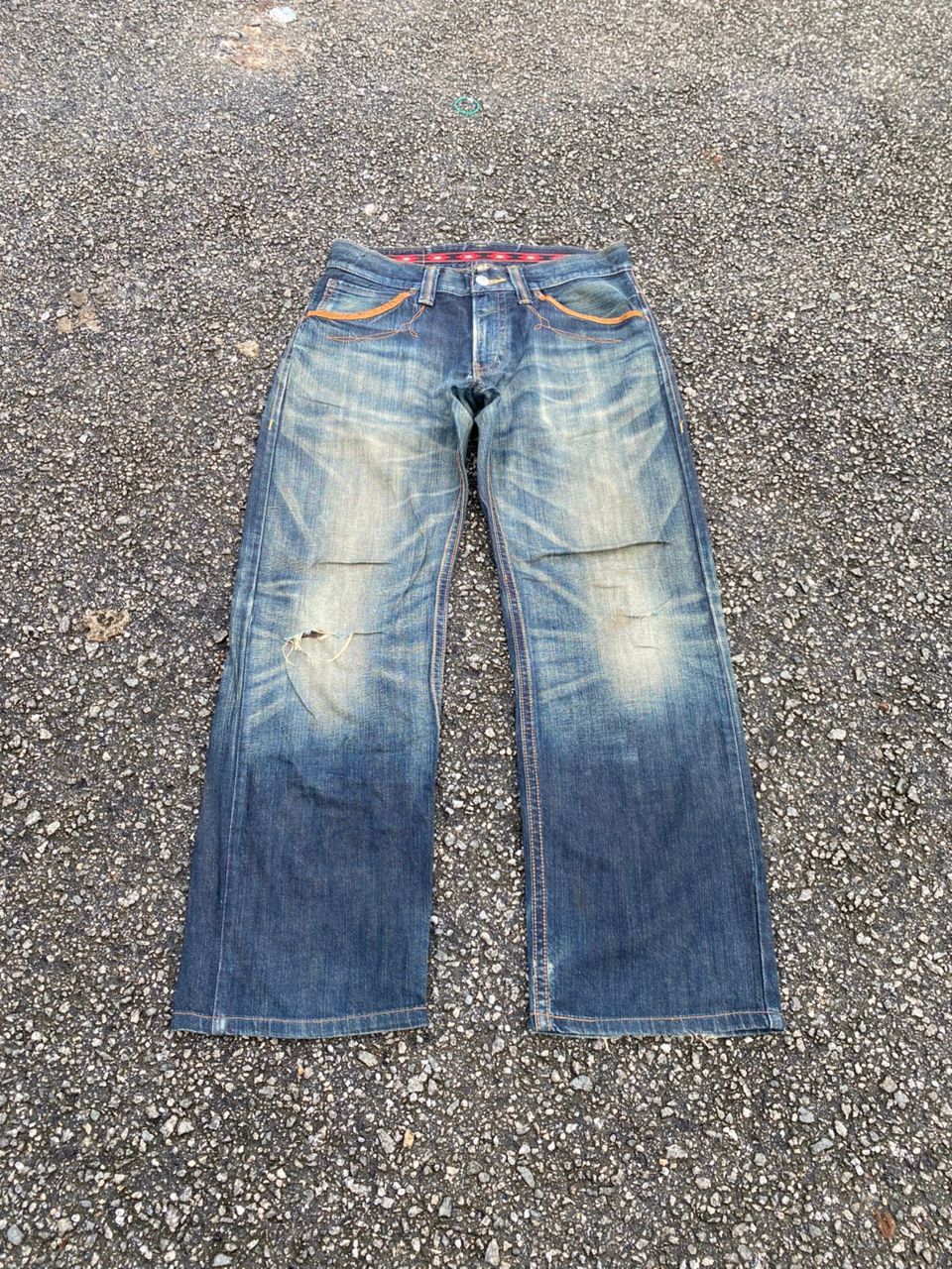 Edwin 💥Flare💥EDWIN EXCLUSIVE VINTAGE DISTRESSED DENIM Size US 33 - 3 Thumbnail