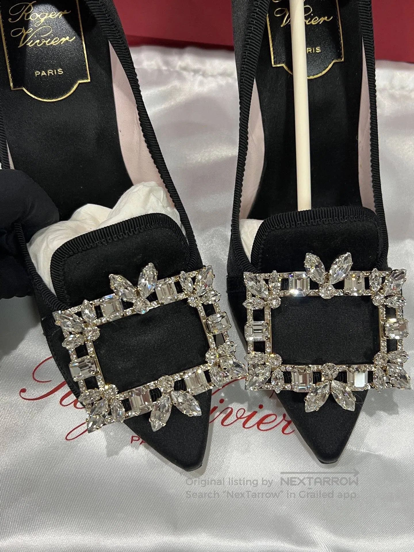 Roger Vivier Roger Vivier Crystal Button Satin High Heels| Size US 5 / IT 35 - 3 Thumbnail