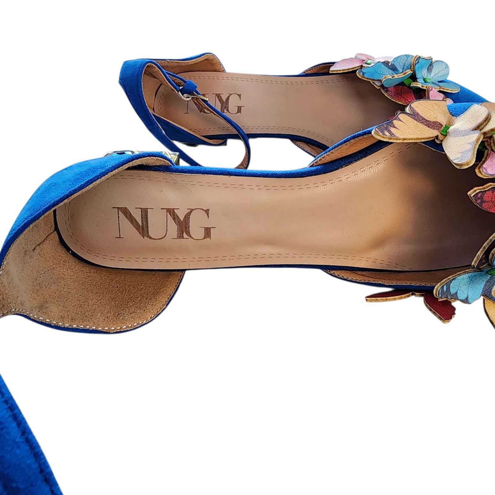 Designer NUYG 3D Butterfly Appliqué Faux Suede Gem Embellished Flats Size US 9 / IT 39 - 2 Thumbnail