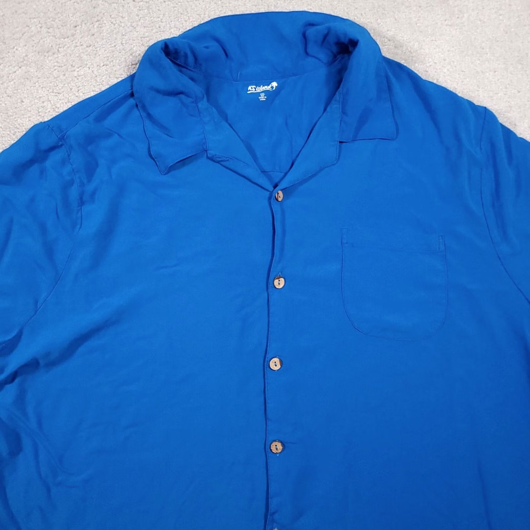 Vintage VINTAGE KS ISLAND Hawaiian Shirt Mens 3XL King Size Blue Rayon Button Up Short Sleeve Size US XXL / EU 58 / 5 - 3 Thumbnail
