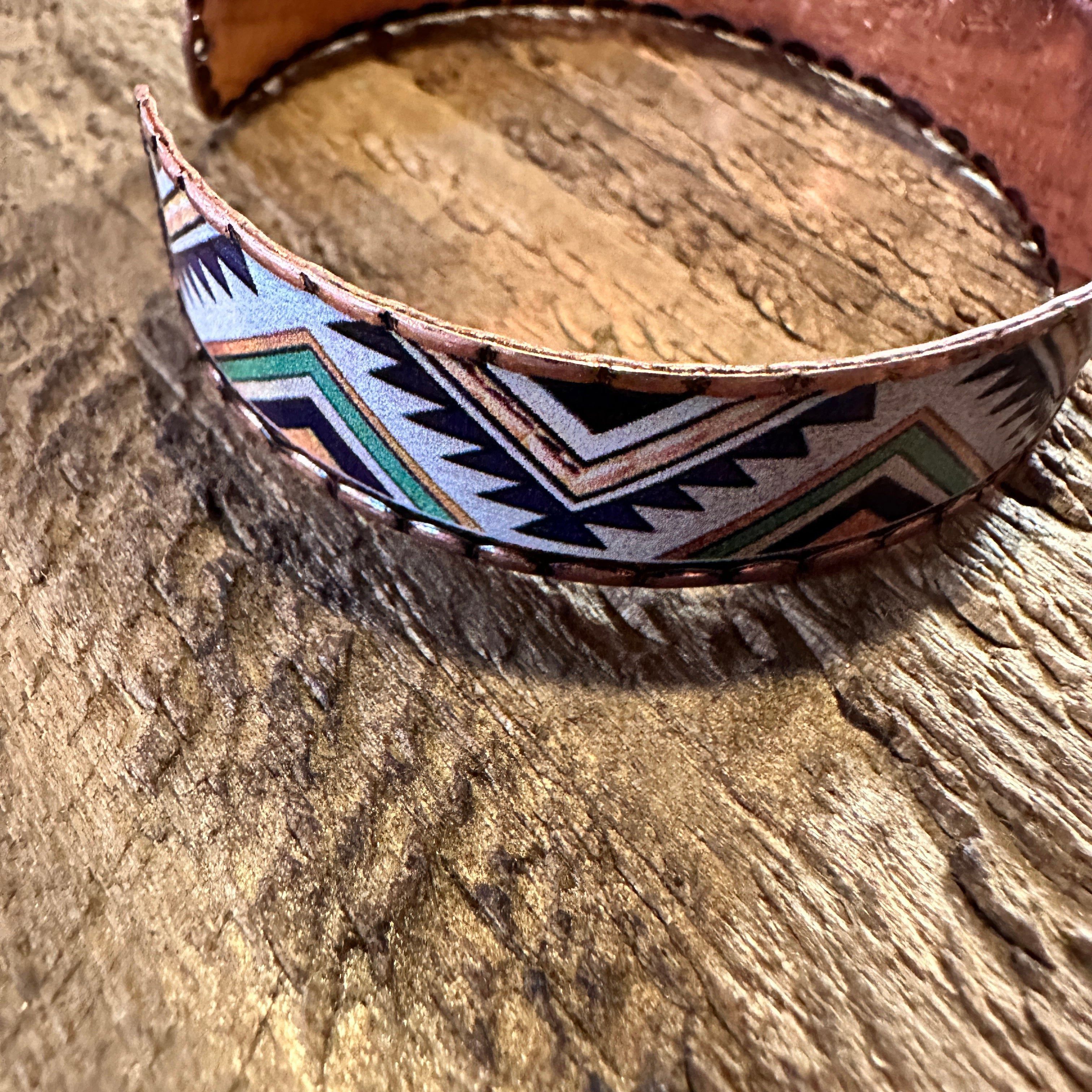 Other Handmade Boho Native American Aztek Copper Narrow Cuff Brace Size ONE SIZE - 7 Thumbnail