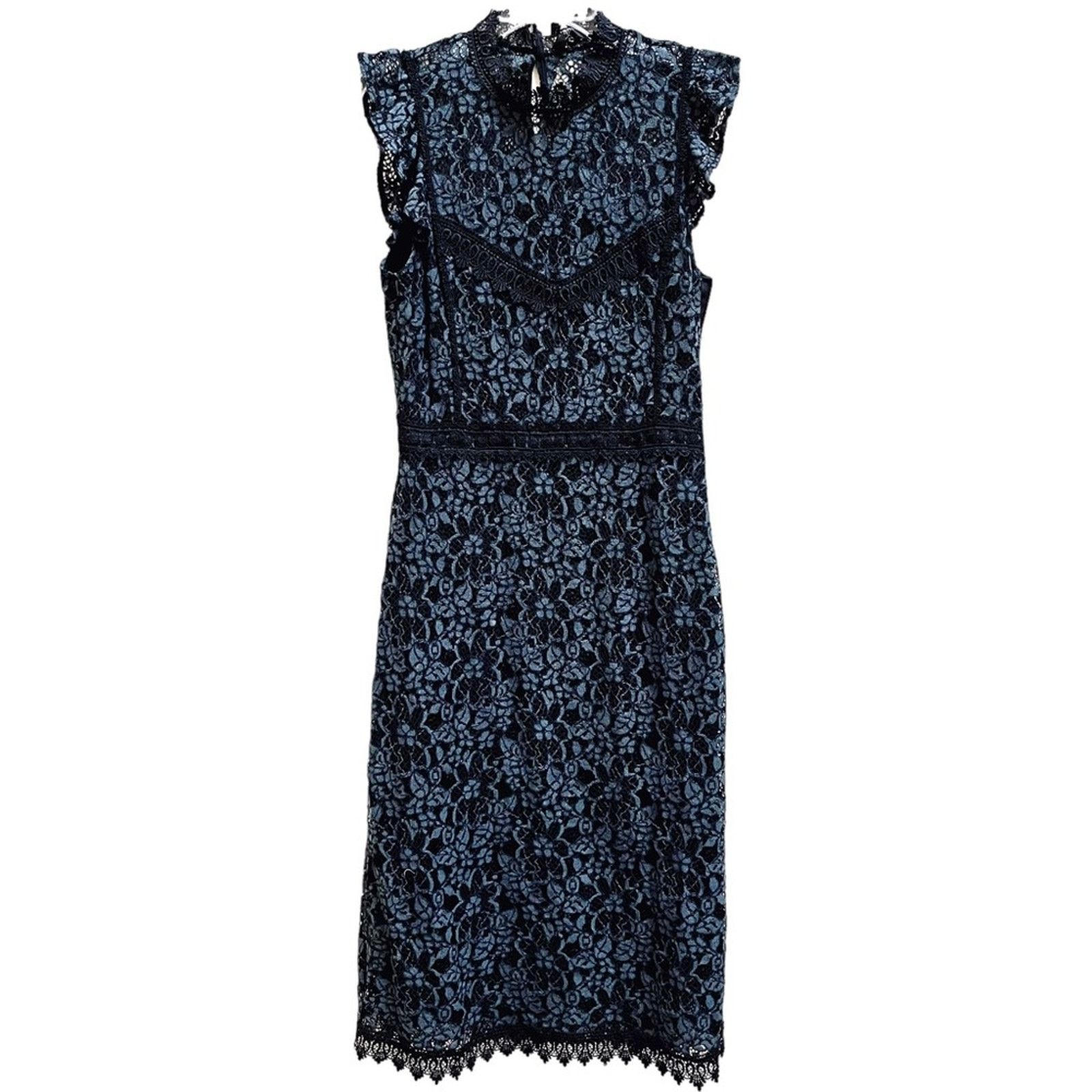 Zara green black contrasting lace dress size Large -  threedaughtersproperties.com