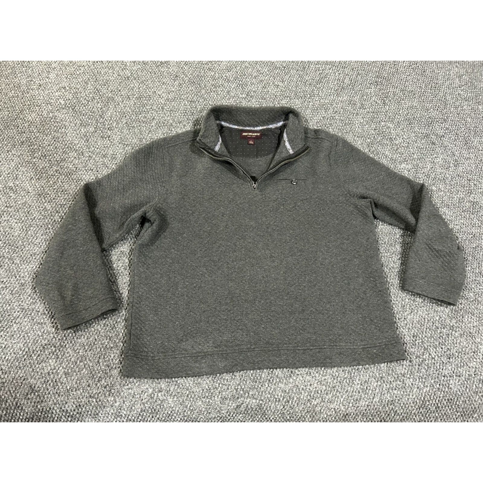 Johnston & Murphy Johnston & Murphy quarter zip sweater Mens Large Gray knit casual pullover Size US L / EU 52-54 / 3 - 2 Thumbnail
