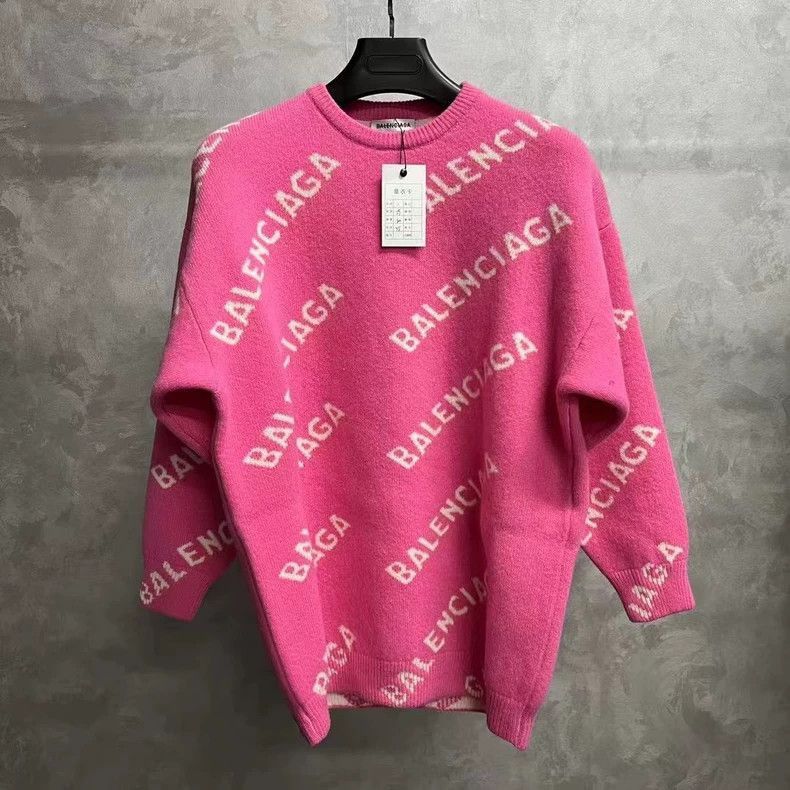 Balenciaga Balenciaga Pink Letter Print Round Neck Sweater-2506 Size US S / EU 44-46 / 1 - 1 Thumbnail