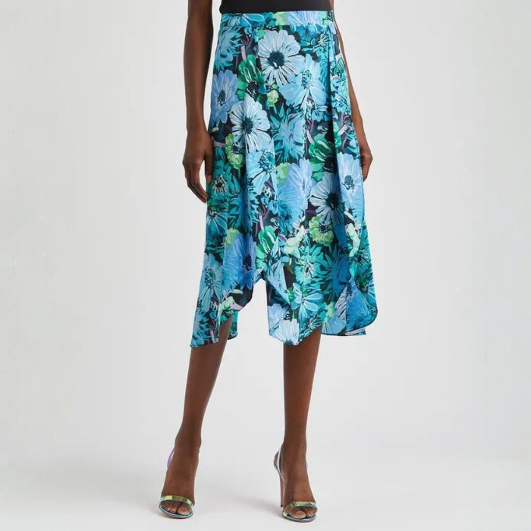 Stella McCartney STELLA MCCARTNEY Floral-Print Silk Midi Skirt Size 28" / US 6 / IT 42 - 4 Thumbnail