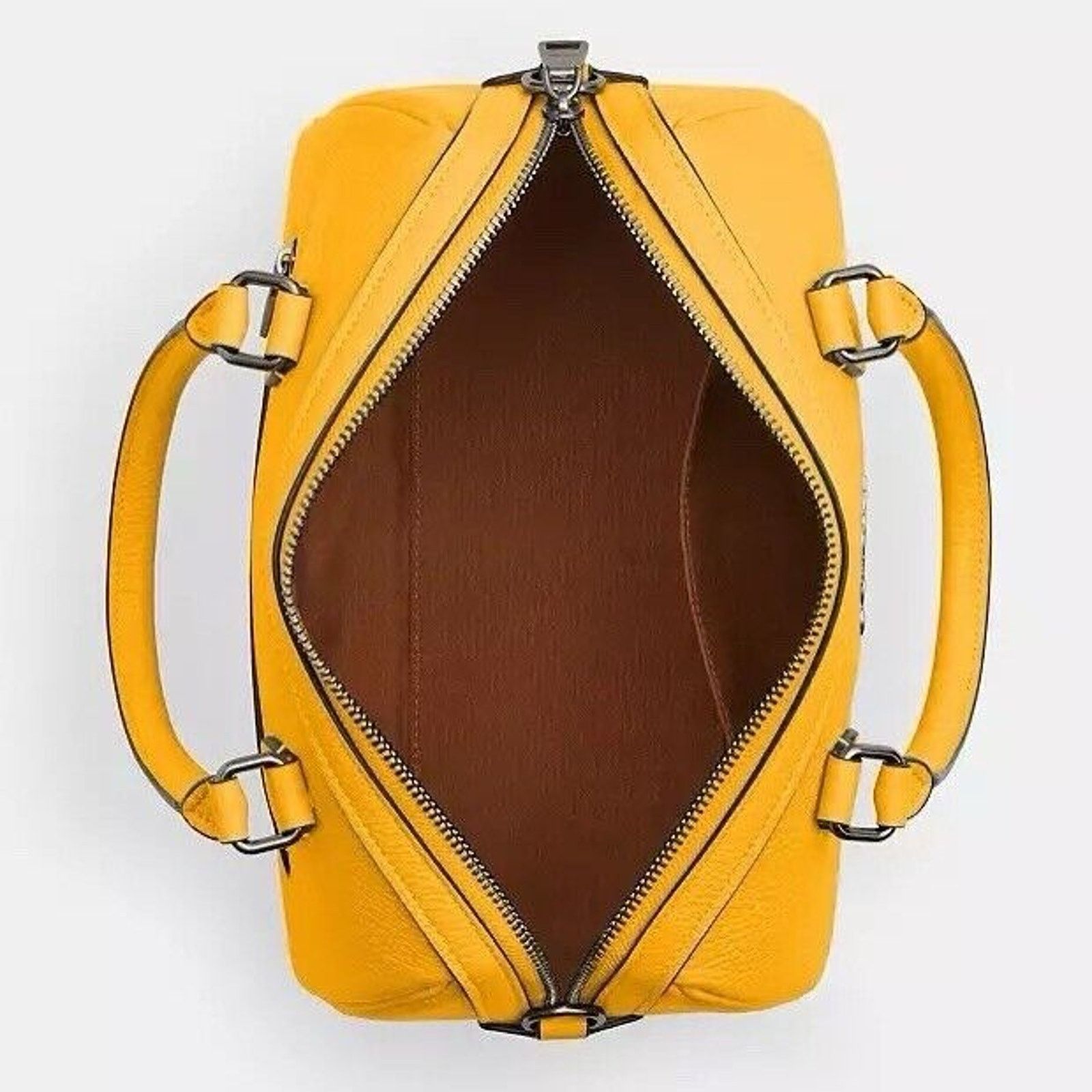 NWT Coach Rowan Satchel CV962 Pebbled Leather/Qb/Turmeric