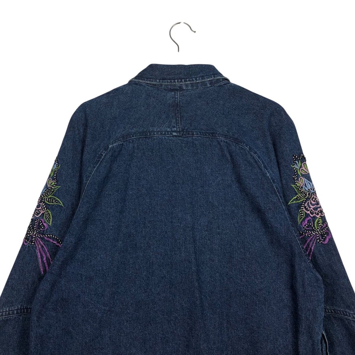 Japanese Brand 📌Vintage Denim Jacket Unbranded Floral Embroidered Big Logo Size US M / EU 48-50 / 2 - 10 Thumbnail