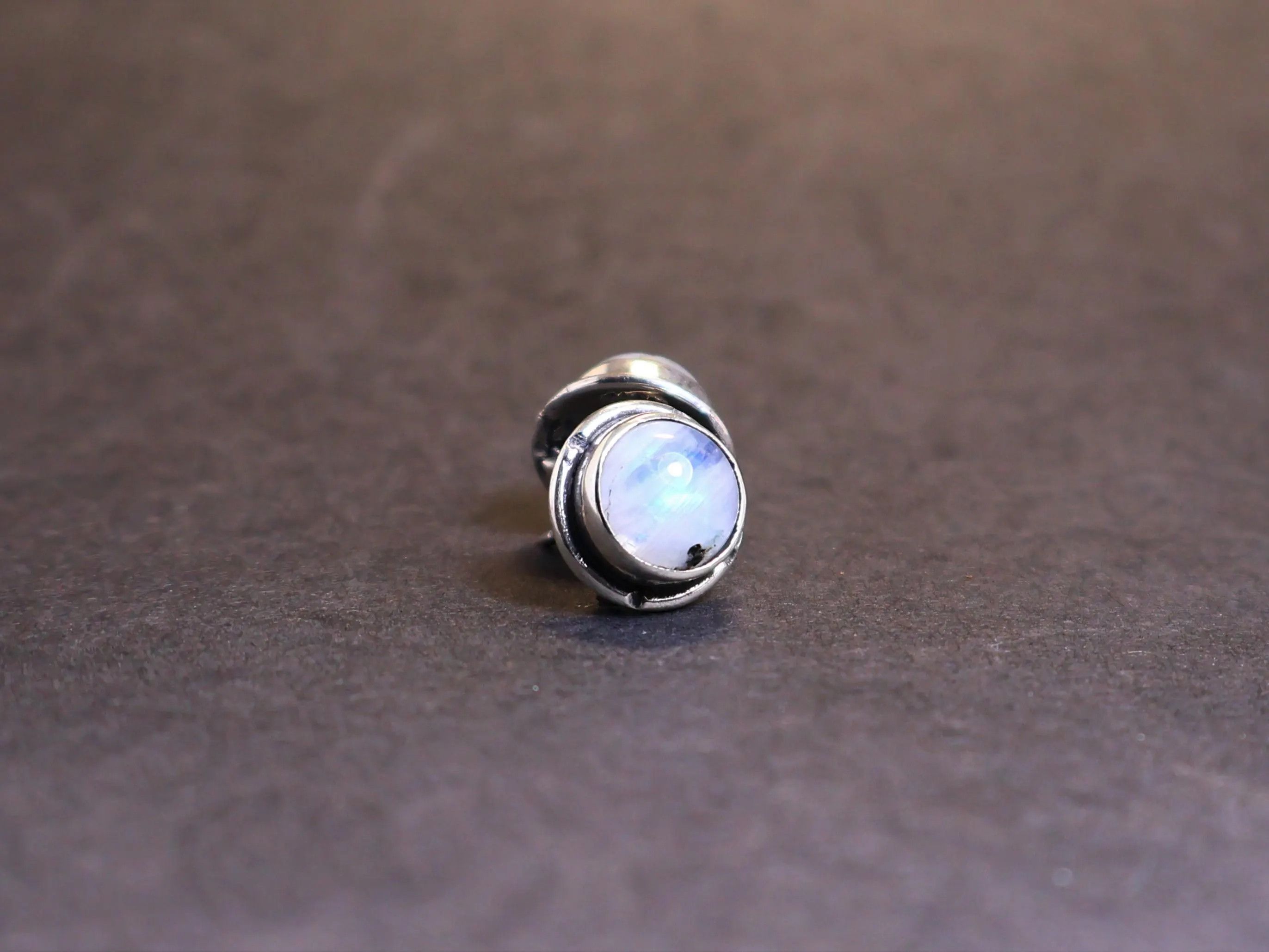 Handmade Moonstone Stud Earrings, Sterling Silver Handmade Earrings, Size ONE SIZE - 6 Thumbnail