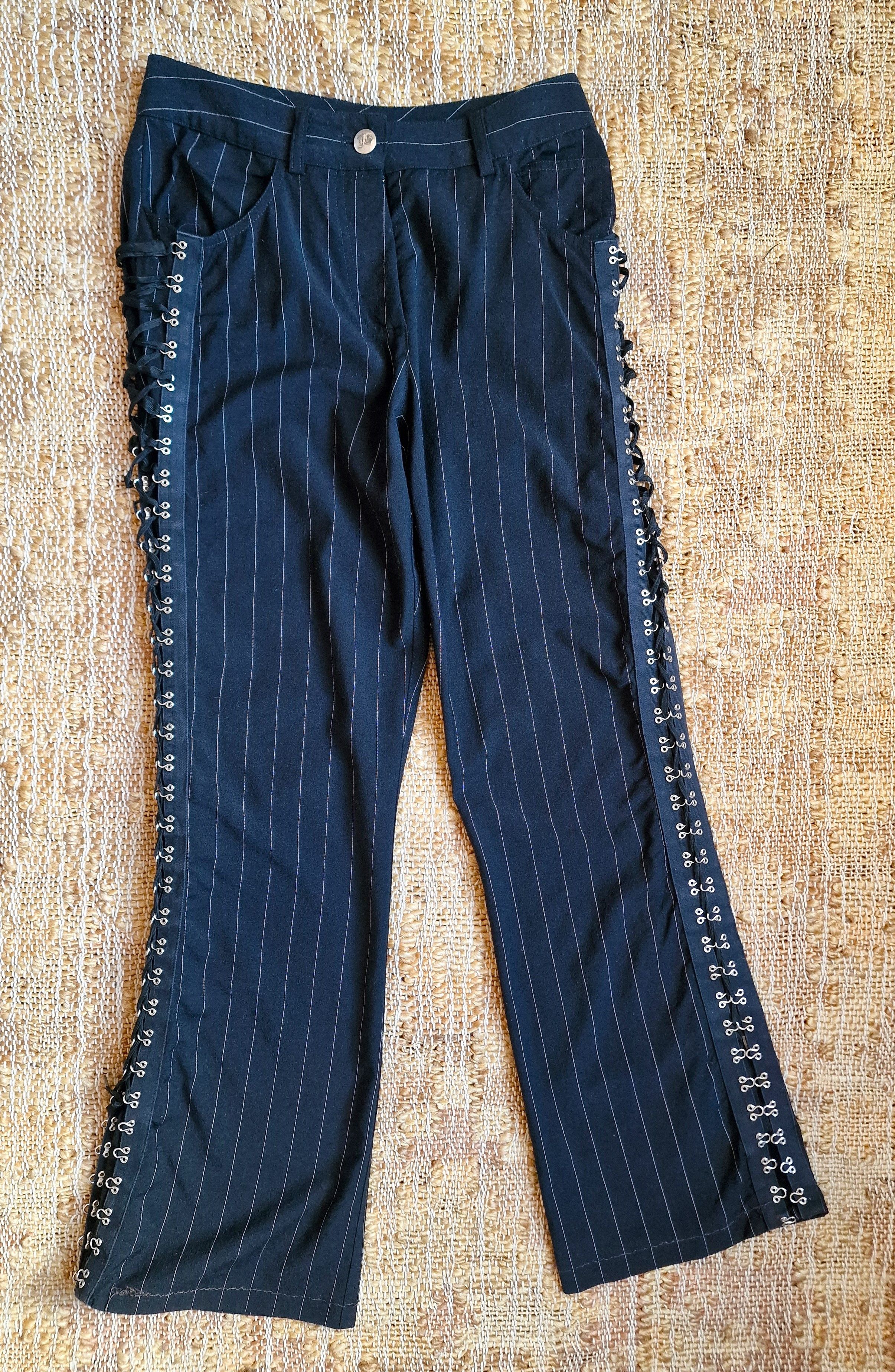 John Galliano John Galliano Corset Lace Up Clips Stripped Trousers Pants Size 27" / US 4 / IT 40 - 9 Thumbnail