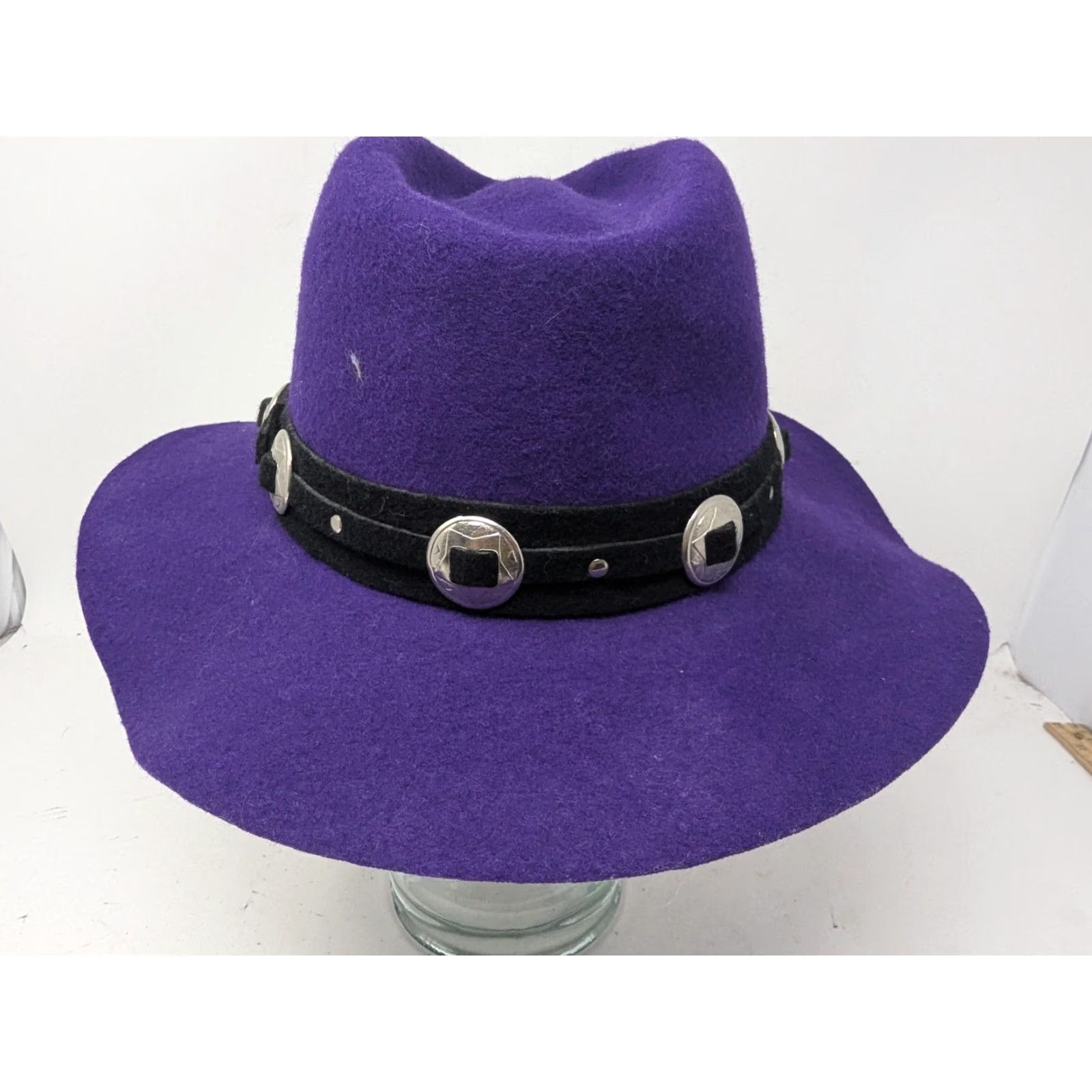 Vintage Vintage Eddy Bros Hat Cowboy Fitted Mens Medium Purple Wool Western Concho 90s Size ONE SIZE - 3 Thumbnail