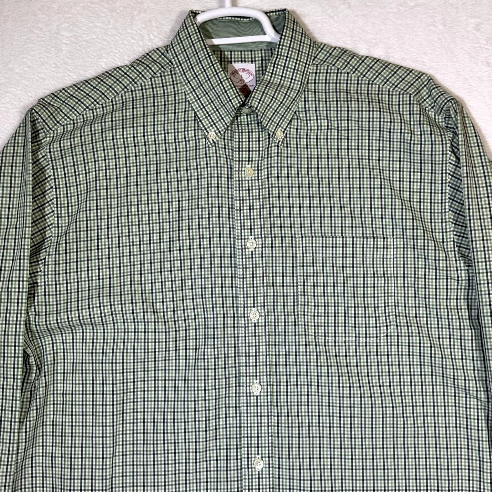 Brooks Brothers Brooks Brothers Shirt Mens L Check Non-Iron Button Down Long Sleeve Carbon Green Size US L / EU 52-54 / 3 - 4 Thumbnail