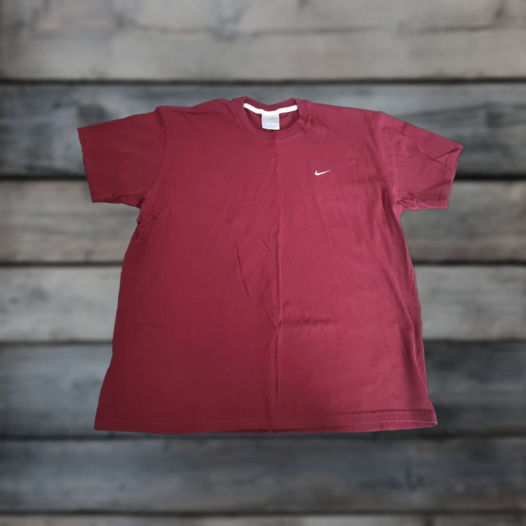 Nike VINTAGE Nike Check Logo T-Shirt Men XL Red/Maroon Gray Short Sleeve Crew Neck Swoosh Embroidered 2000s Y2K Athletic Classic Size US XL / EU 56 / 4 - 1 Thumbnail