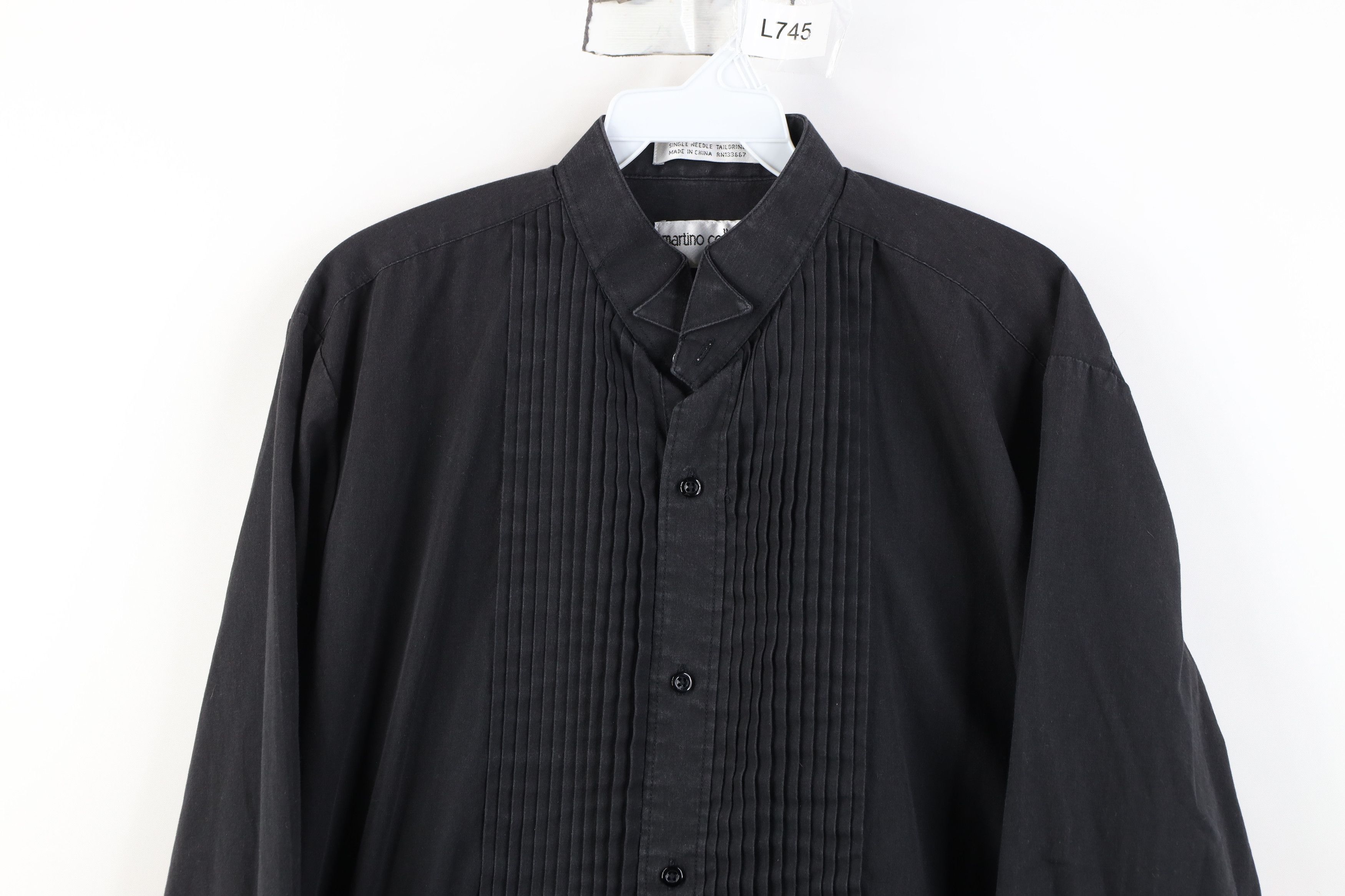 Vintage Vintage 90s Streetwear Formal Tuxedo Button Shirt Black Size US M / EU 48-50 / 2 - 2 Thumbnail