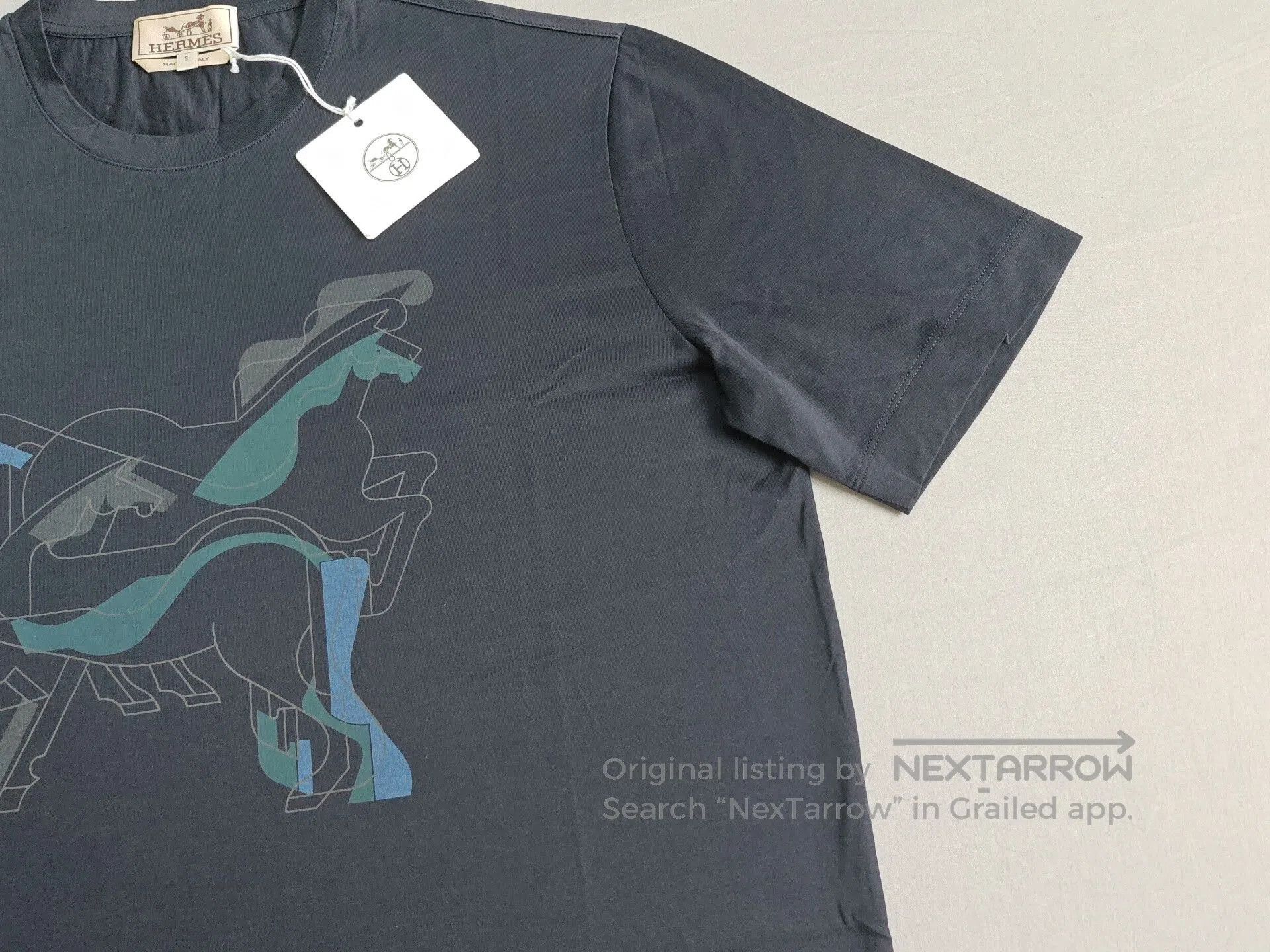 Hermes Hermes Men's Blue Black Horse T-shirt S. Size US S / EU 44-46 / 1 - 4 Thumbnail