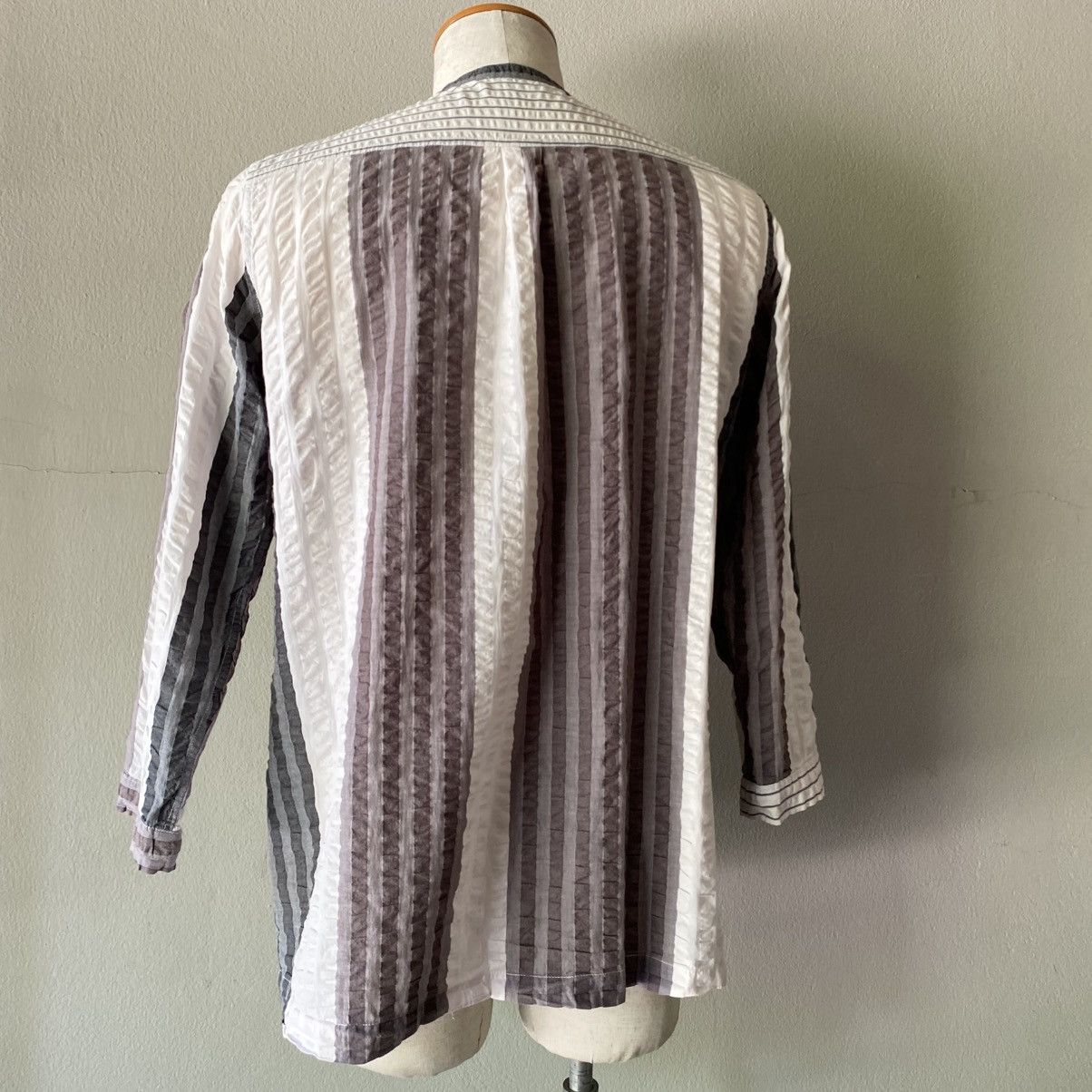 Y's Y's for living Striped Cotton Grandad Shirt Size US XL / EU 56 / 4 - 21 Thumbnail